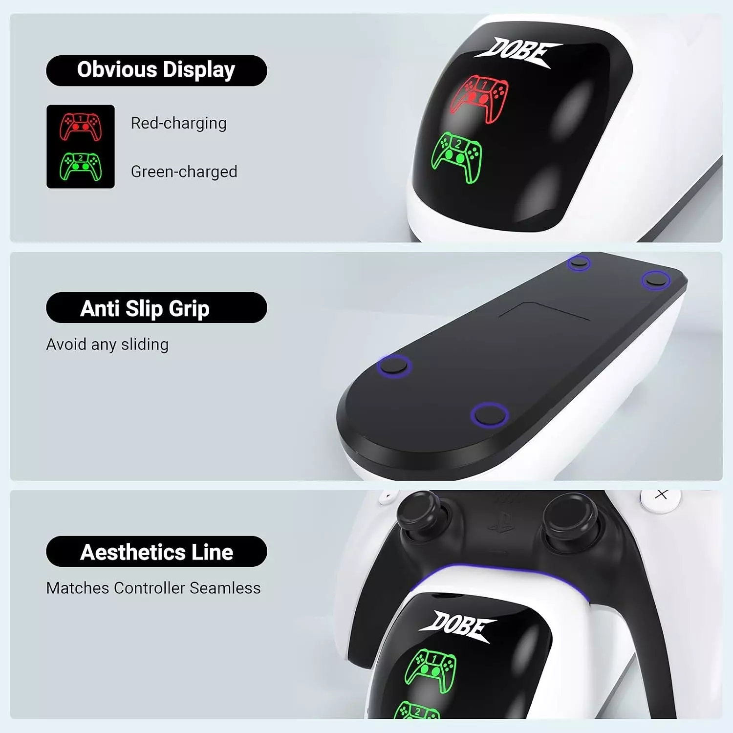 DOBE Digital Dual Charging Dock for PS5 Controllers for Fast and Safe Charging 4