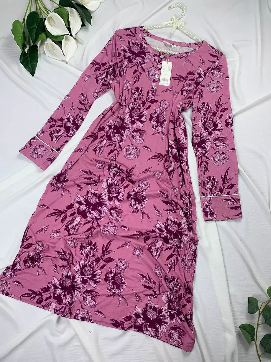 Floral cotton jersey sleeping shirt from Anabelle image