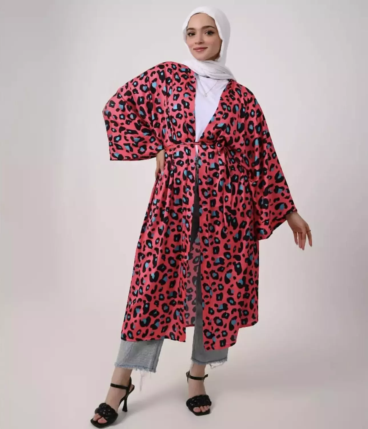 Fuschia Leopard Kimono  1