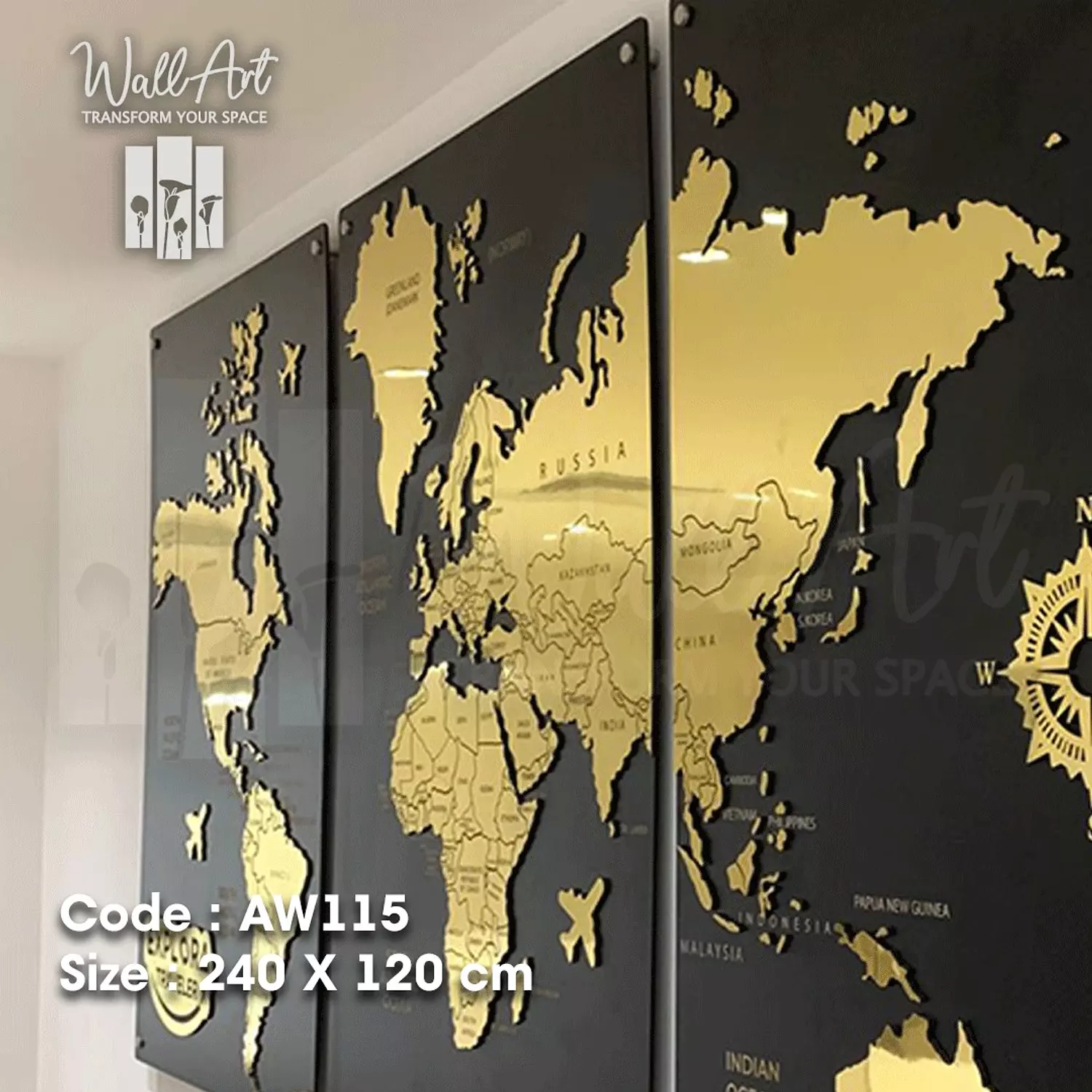 AW115-Engraved World Map   14