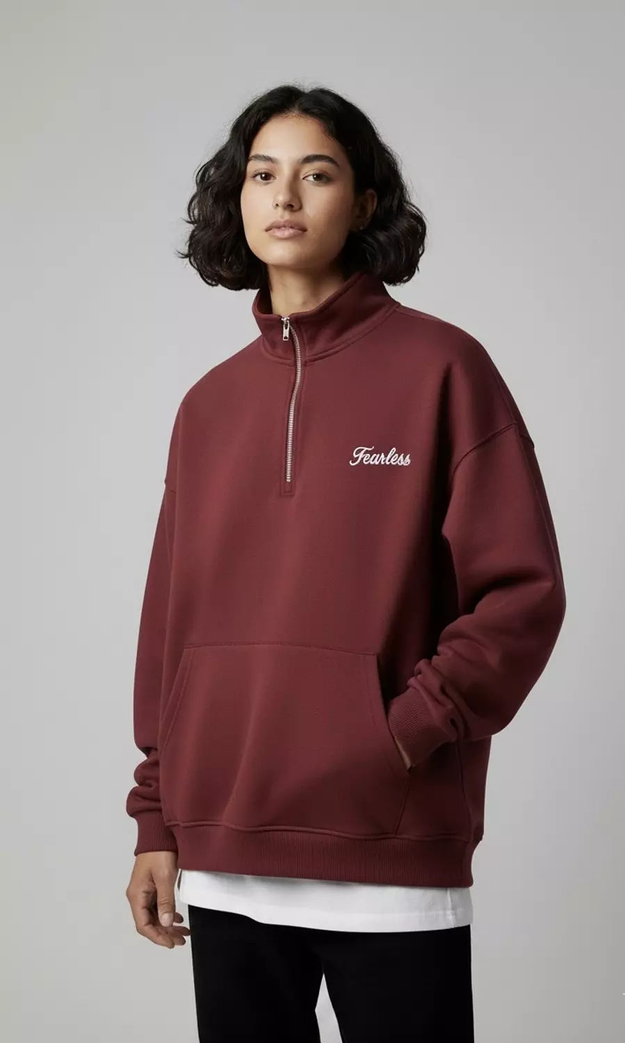Fearless Quarter Zipper _ Burgundy 1