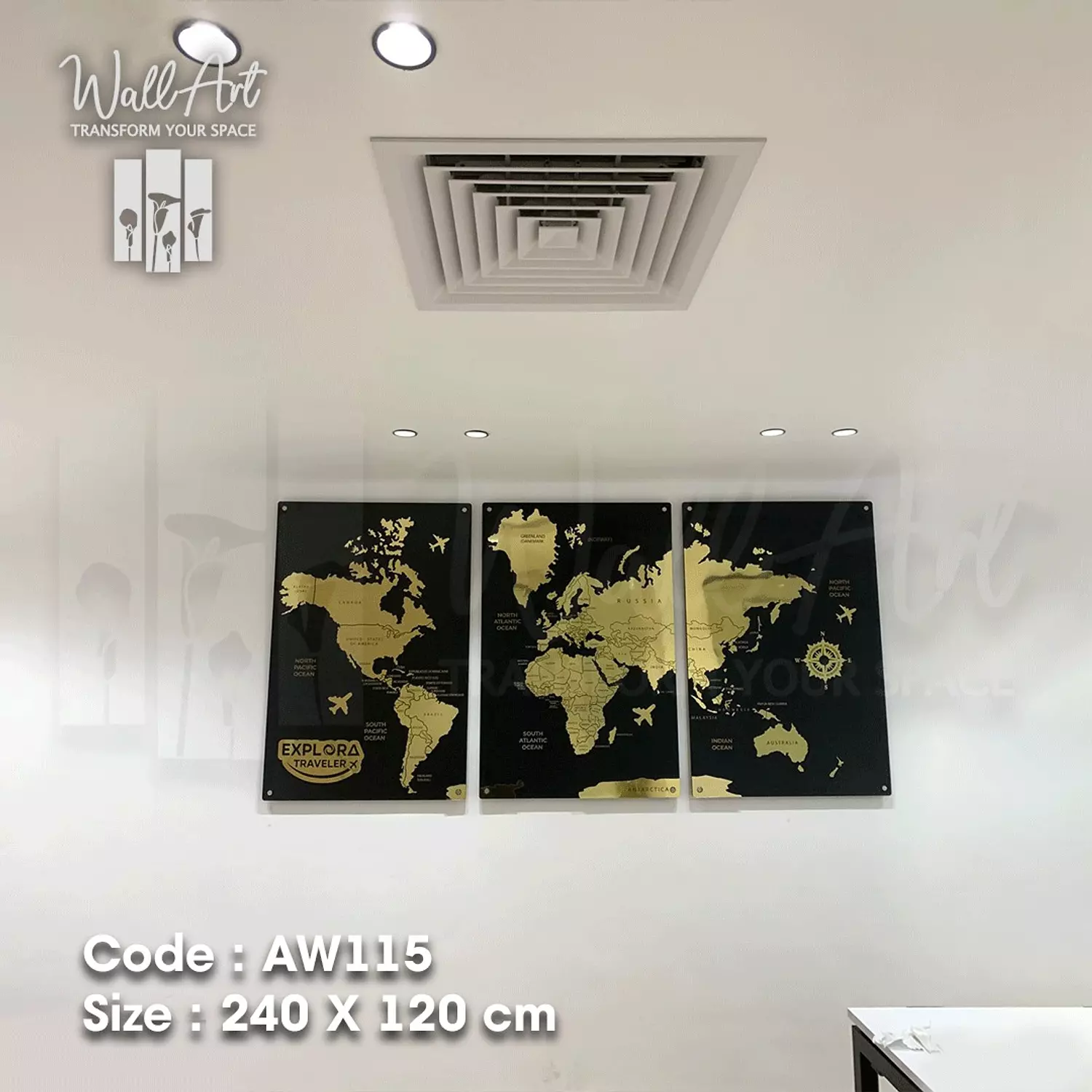 AW115-Engraved World Map   15