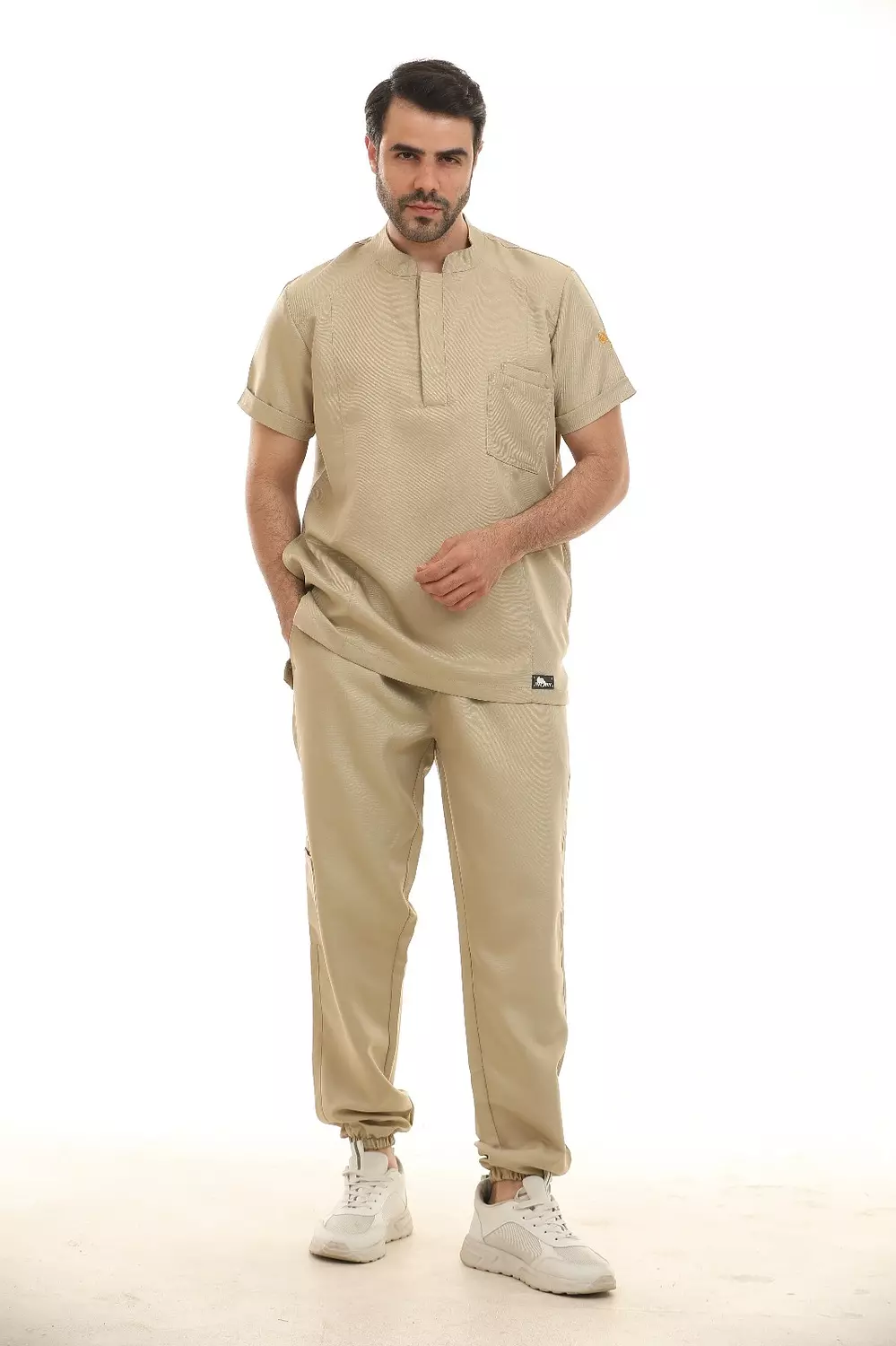 Beige Half Collar Scrub 3