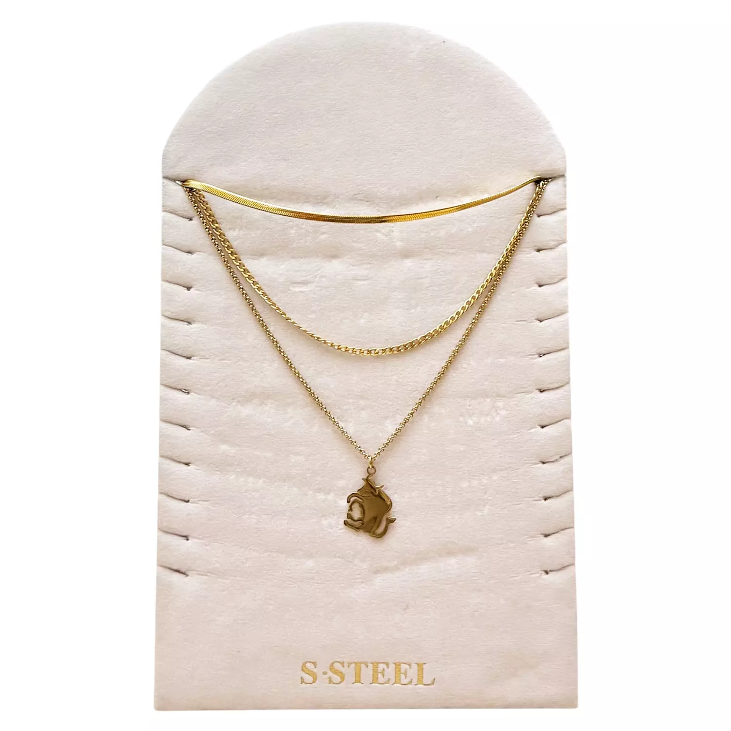 Triple Layered Stainless Steel Taurus Necklace image