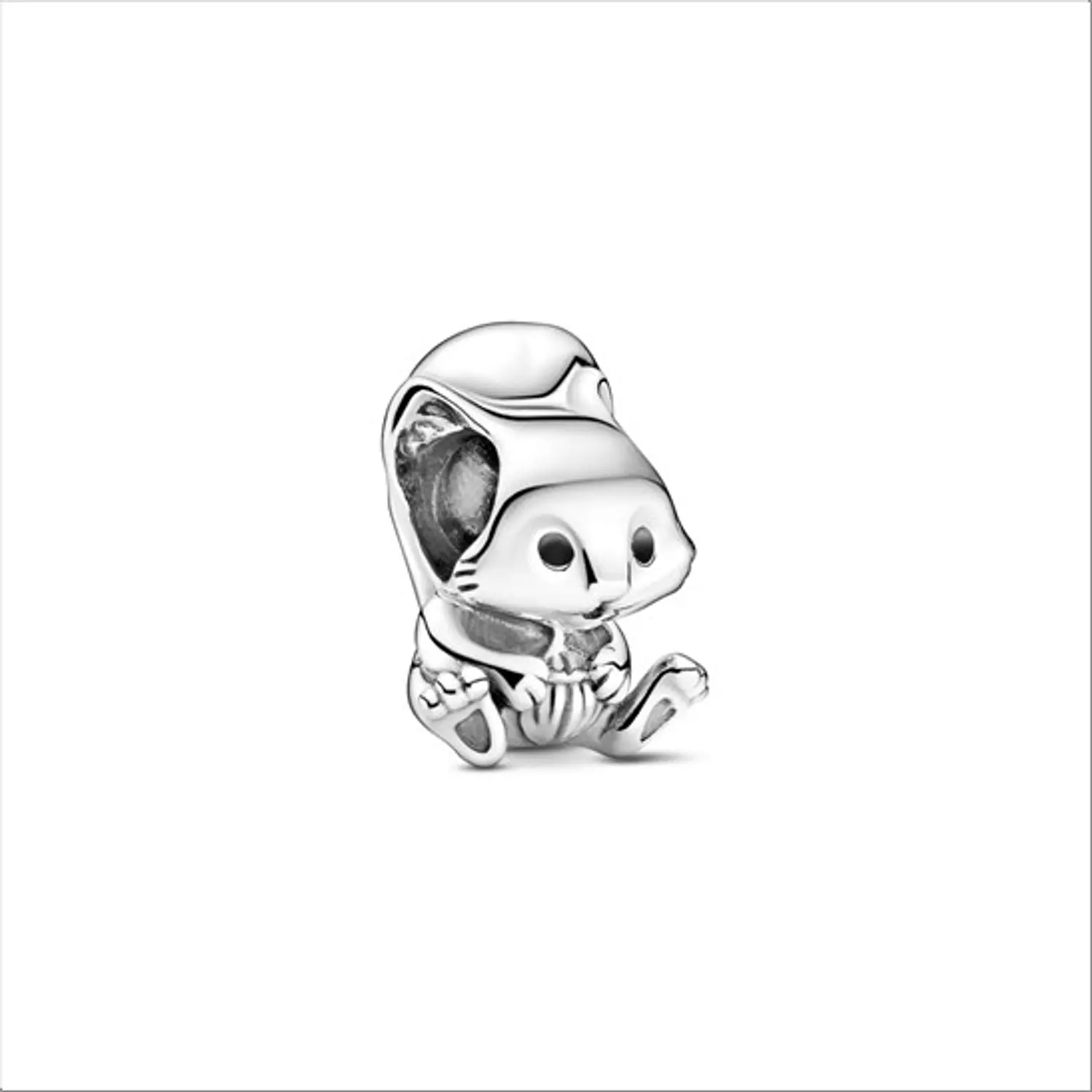 Squirrel sterling silver charm with black enamel