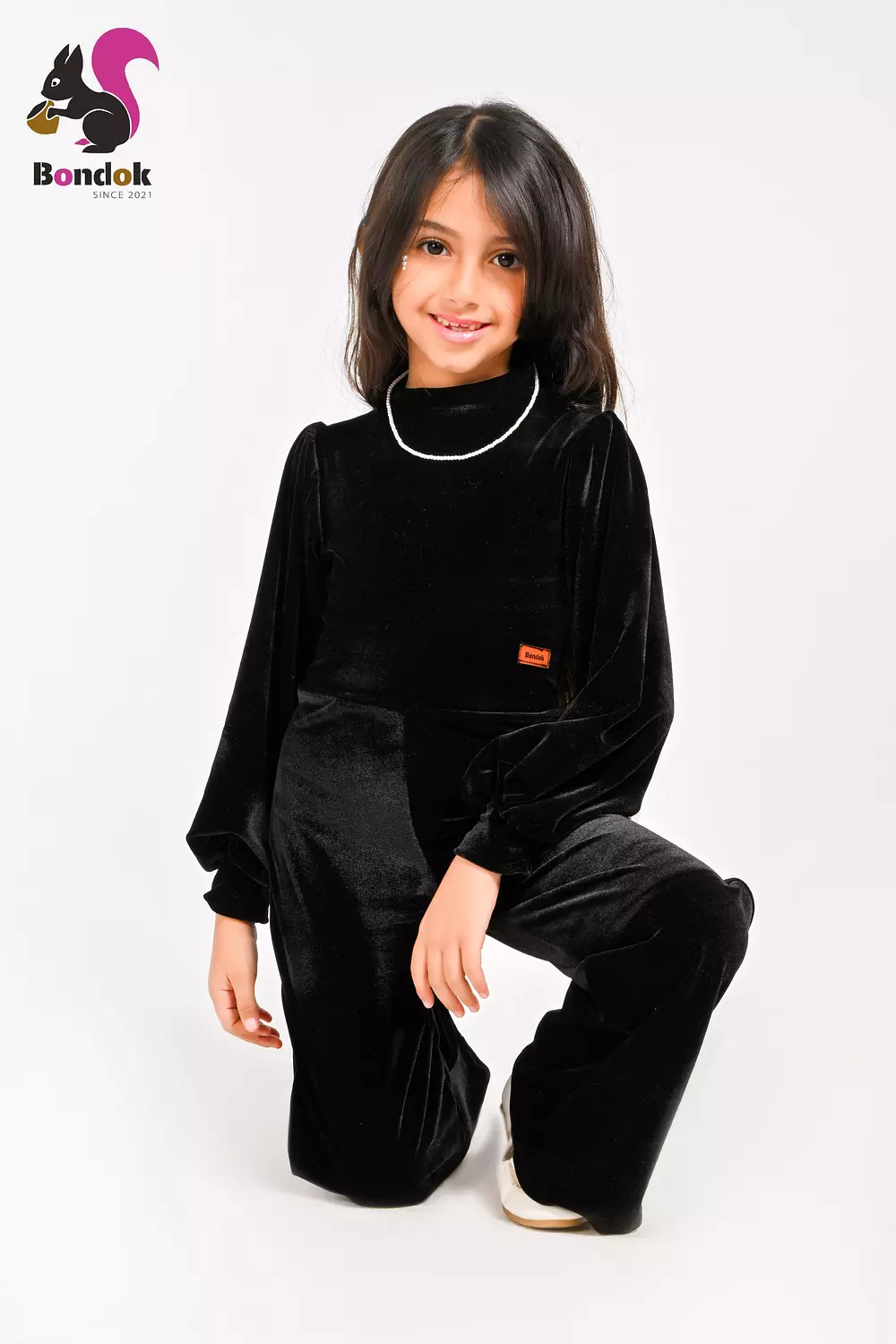 Girls Velvet Jumpsuit, Long Sleeve Wide Leg 12