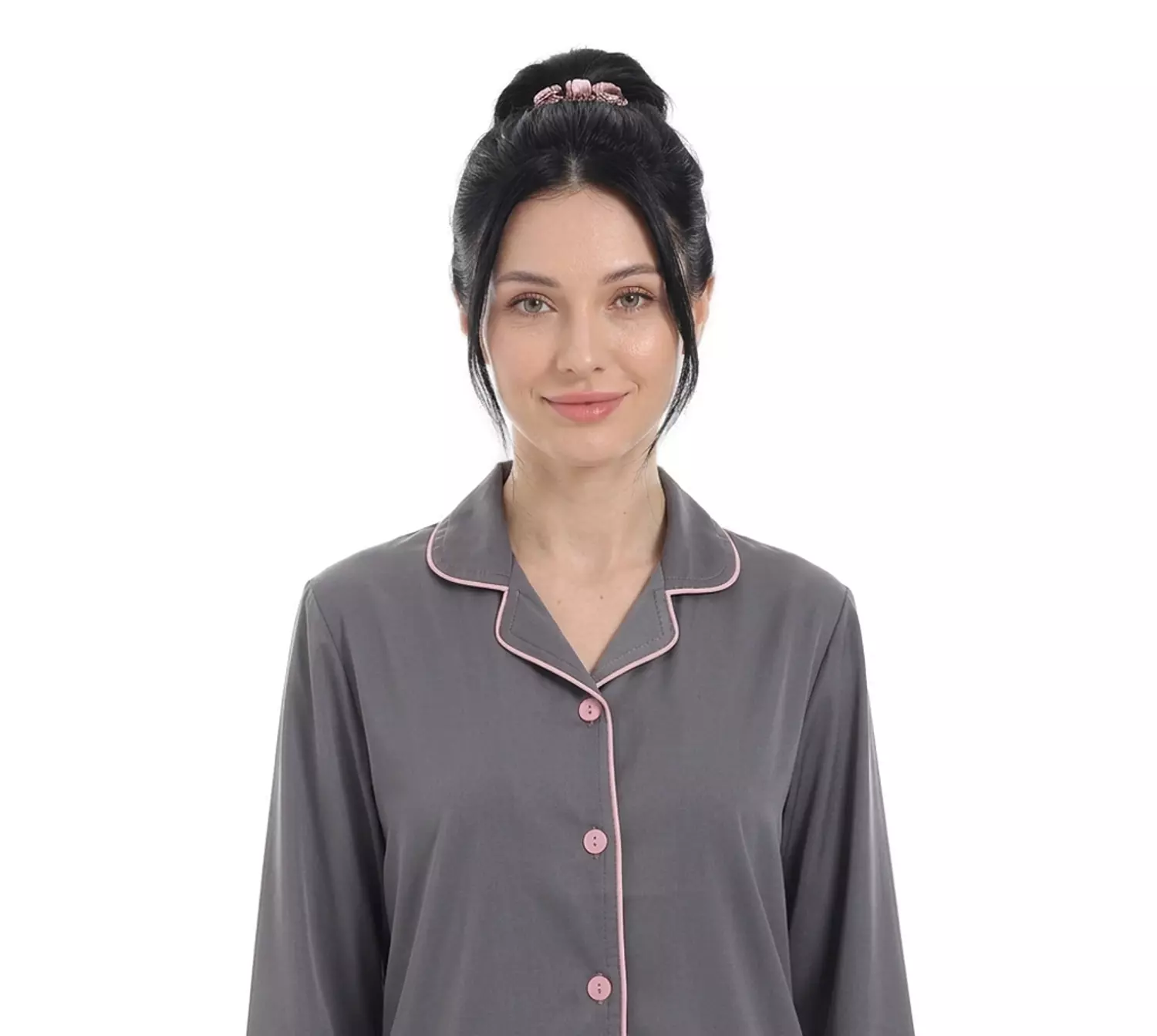 بيجاما كلاسيك صيفي حريمي ليكرا - 2606 - رمادي 2