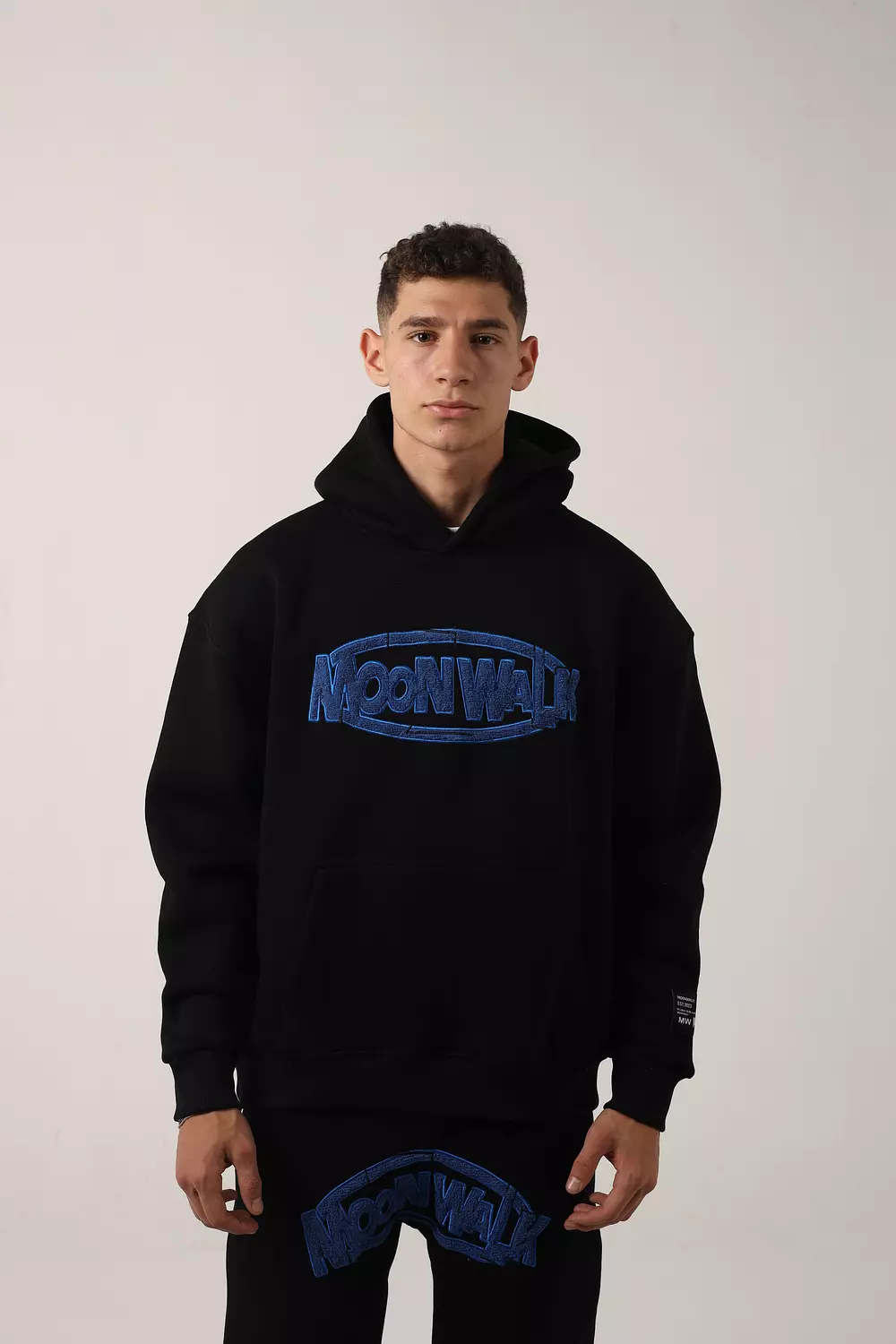 Black Blue  Embroidery Hoodie 1