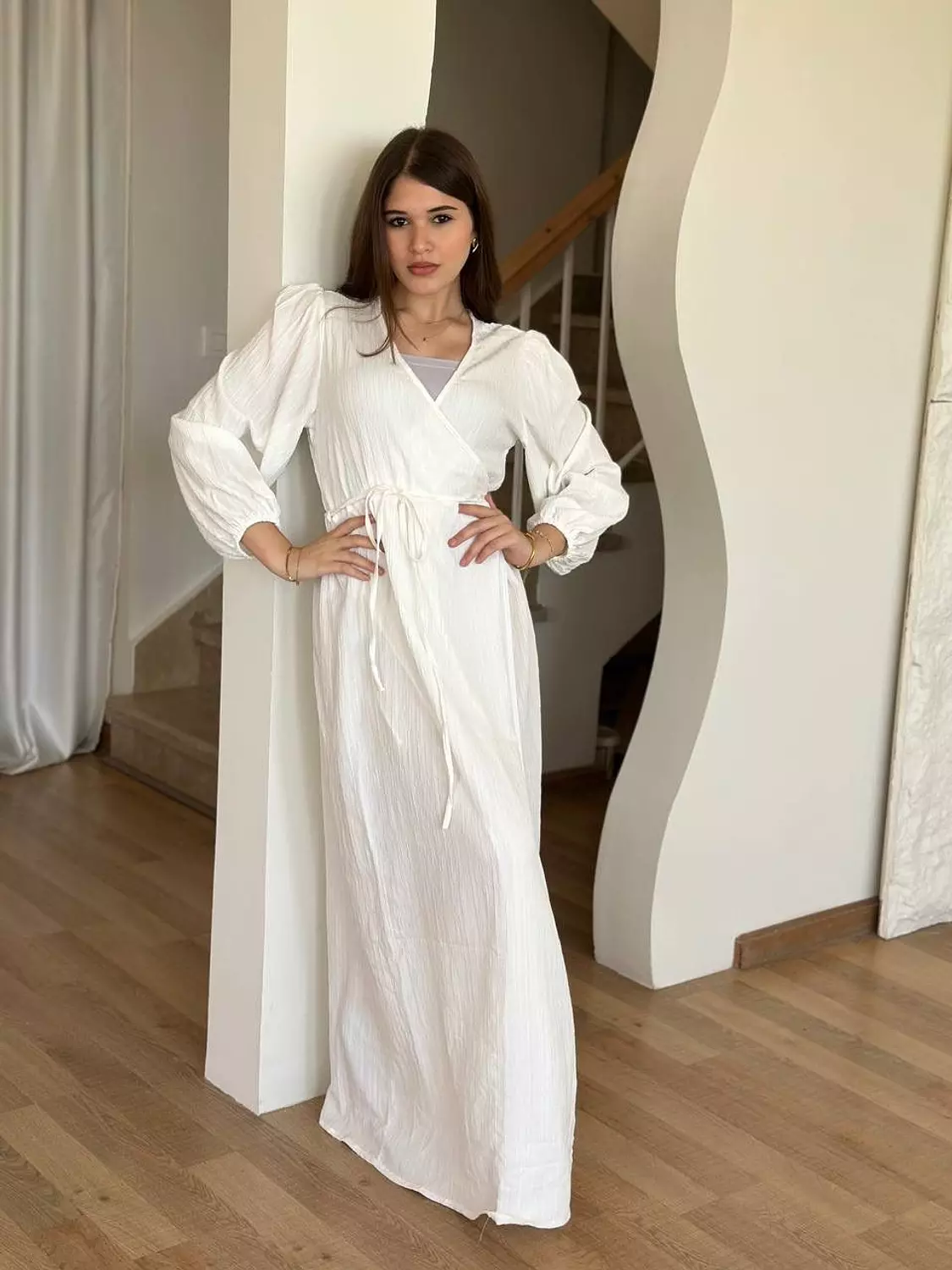 Crinkled Wrap Maxi Dress with Front Slit 12