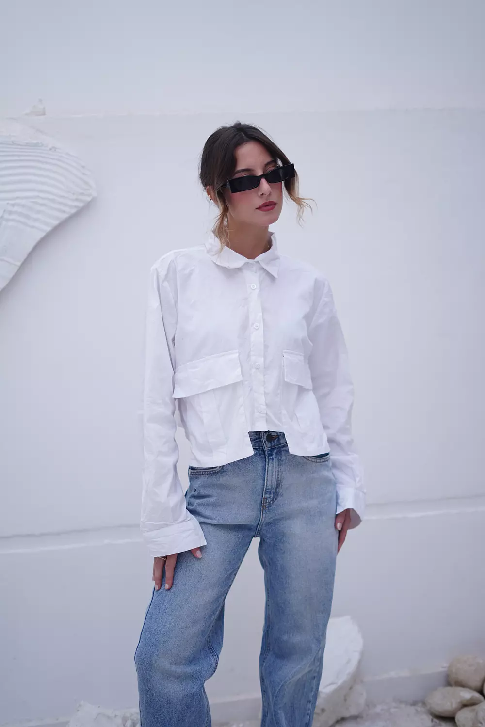 The white cropped shirt  2