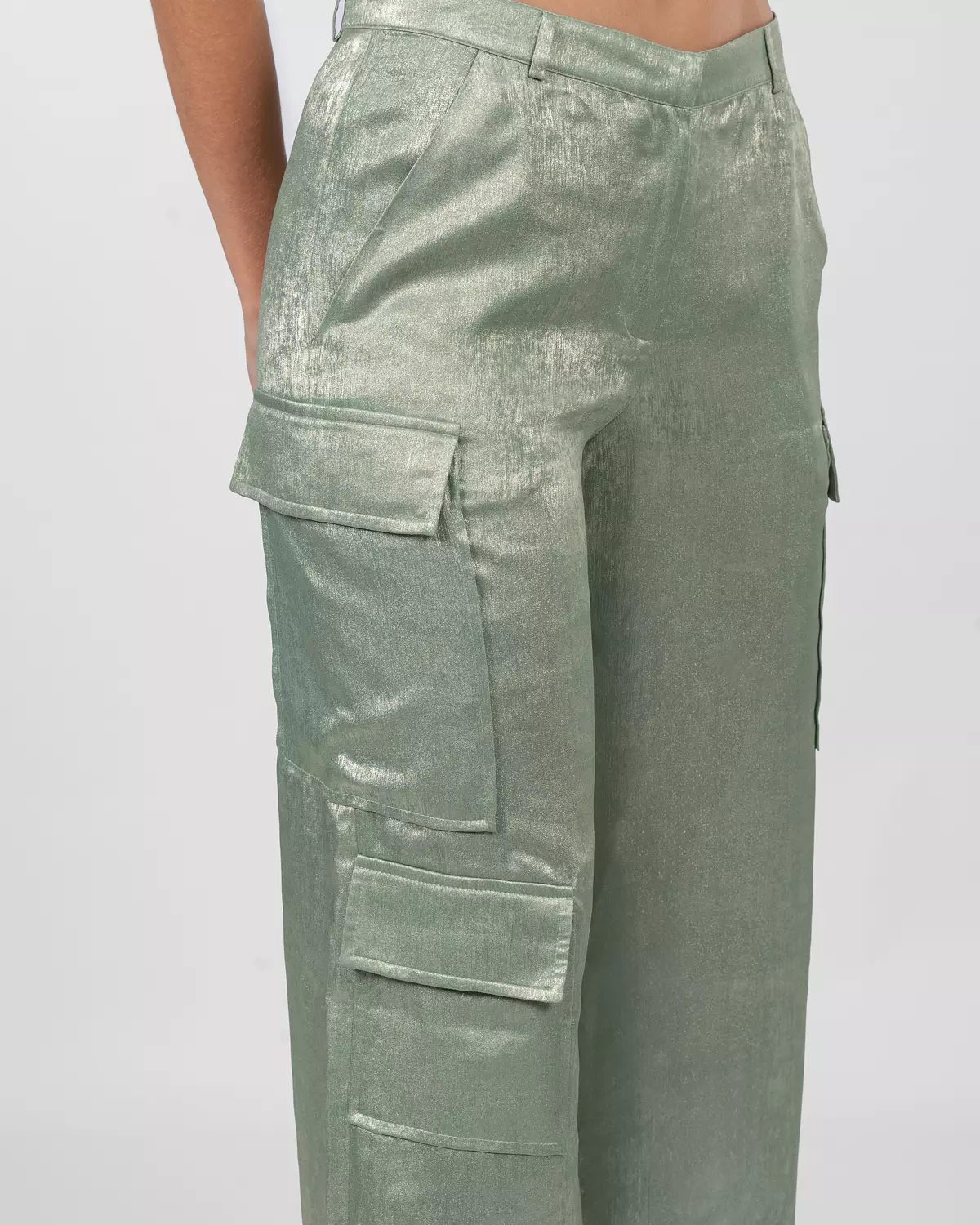 Satin Cargo Wide-Leg Pants 2
