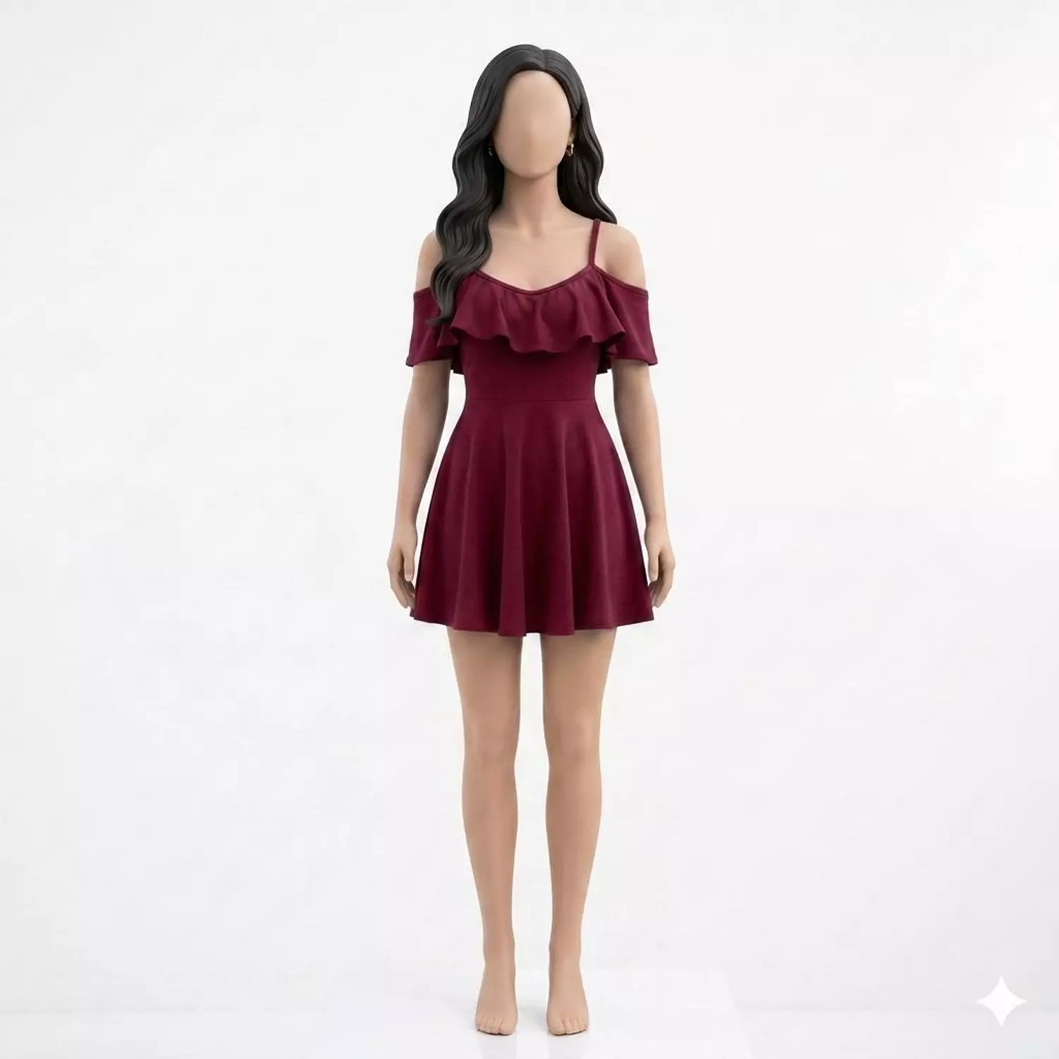 Ruffle Shoulder Mini Dress Mayo image