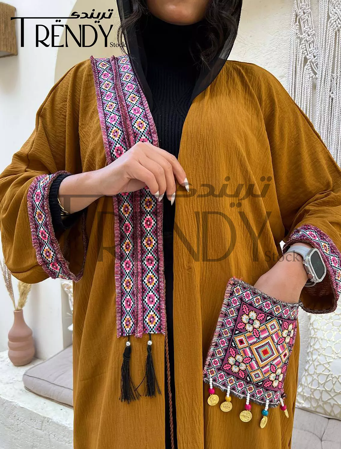 Ramadan kaftan with Indian jacquard 3