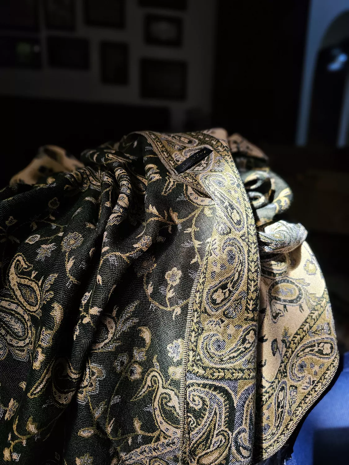 olive green/beige Pashmina 2