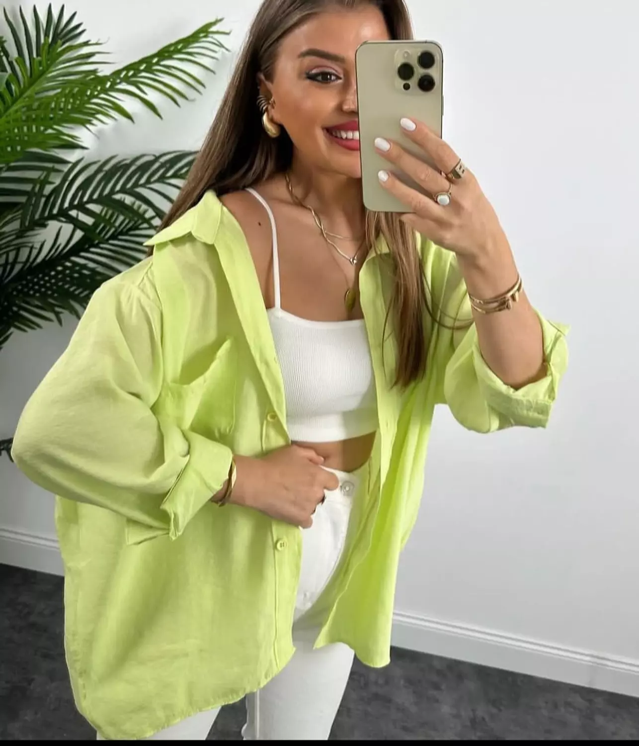 Lime green basic shirt hover image