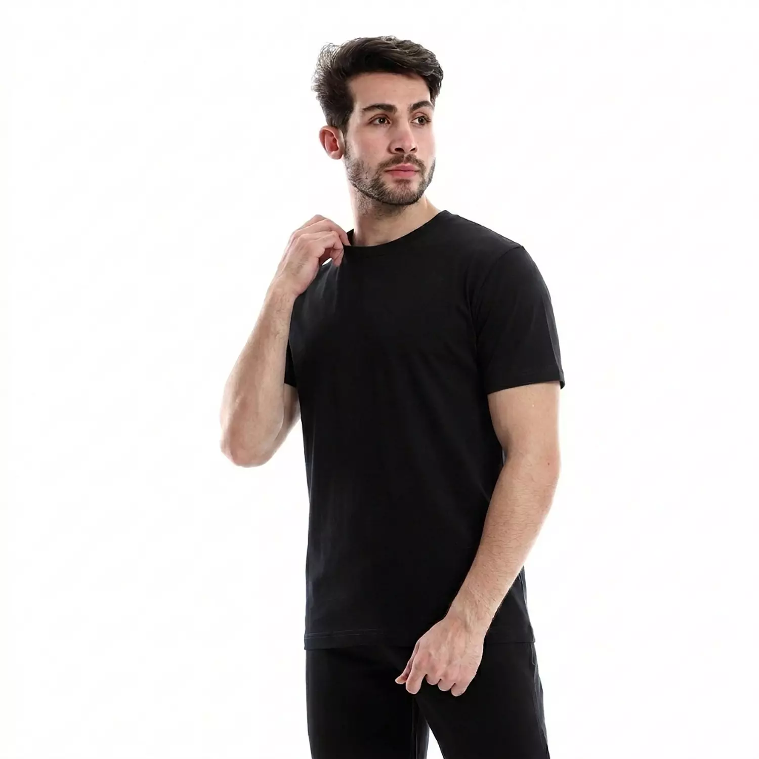 تي شيرت قطن سادة - 4018 - اسود 2