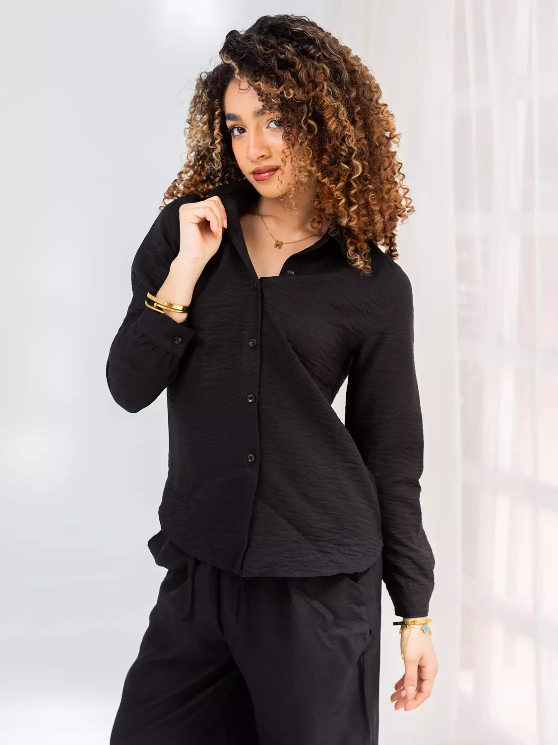 Linen Shirt | Black image