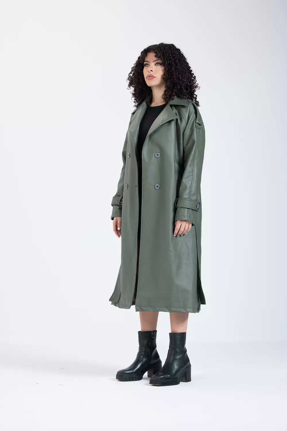 Olive Green Leather Coat 3
