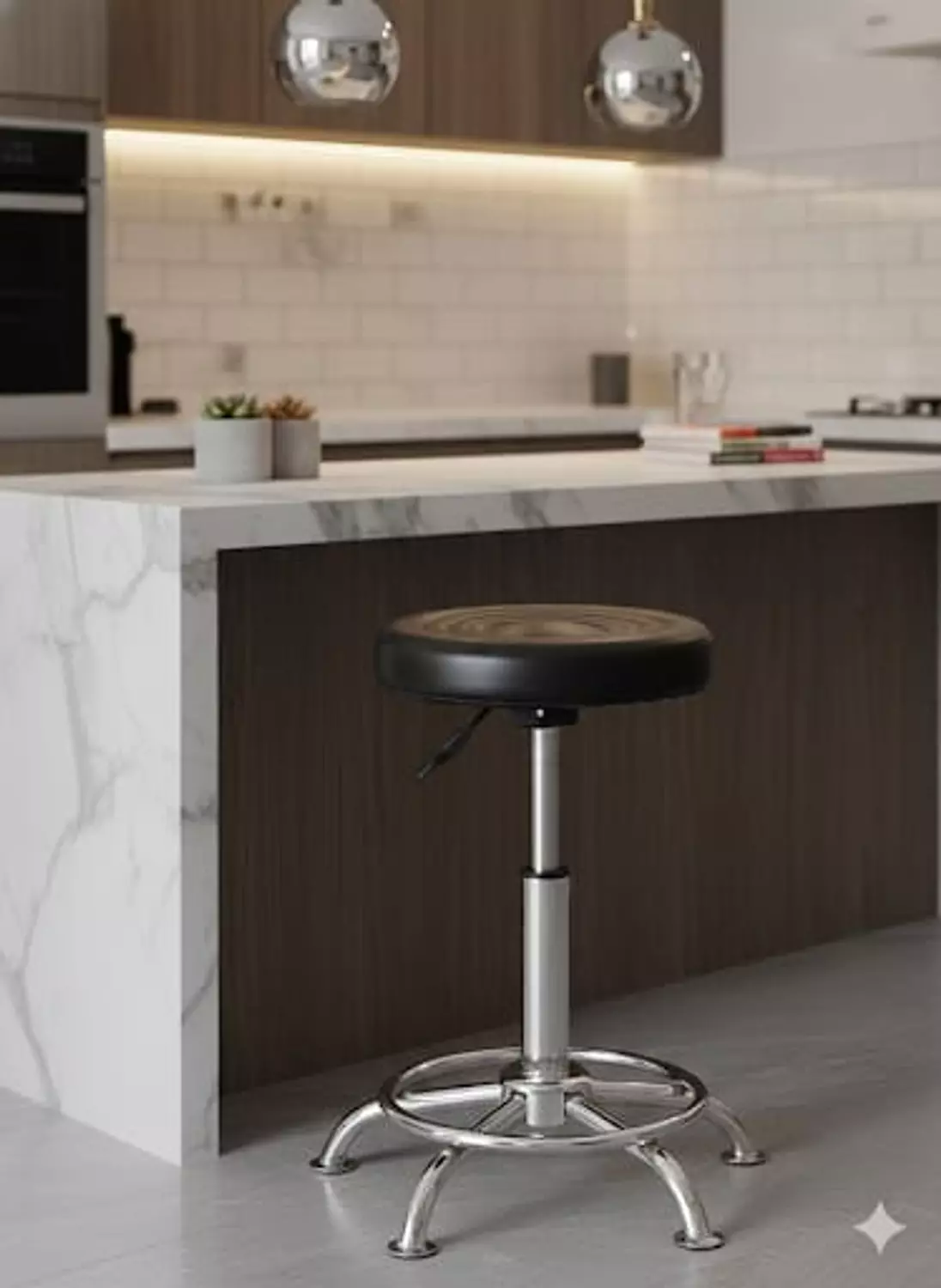 كرسي معمل اسود متحرك باكم طويل بدون عجل image