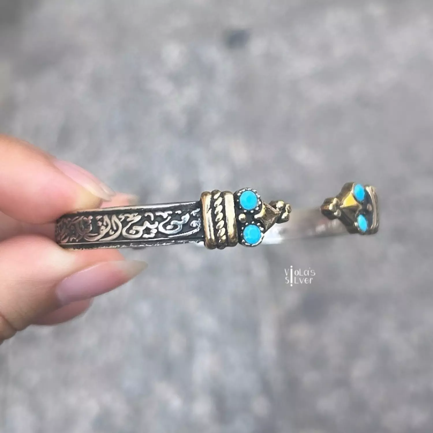 Calligraphy handcuff with stones 2