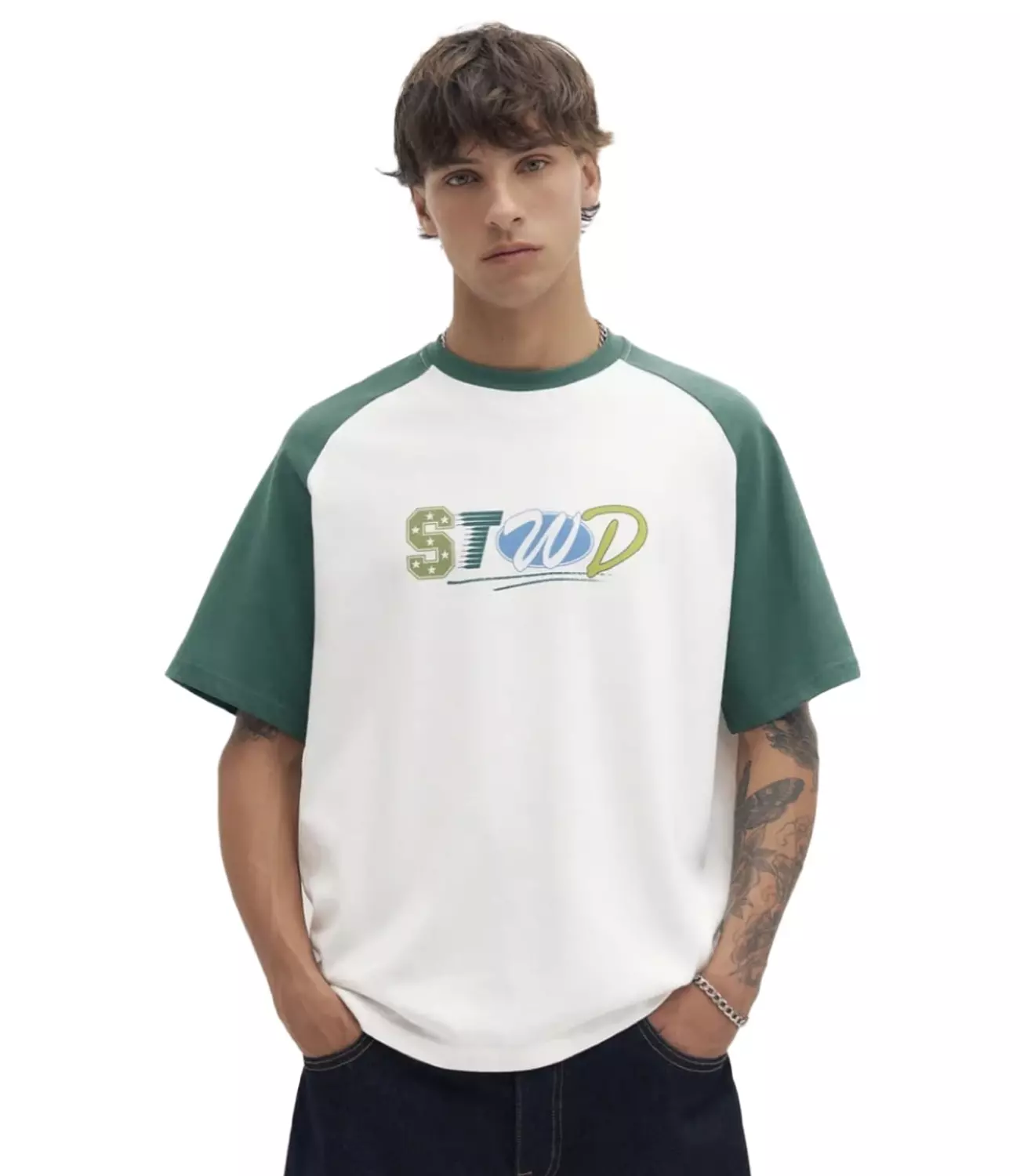 PULL&BEAR - HVID RAGLAN -T-SHIRT  image