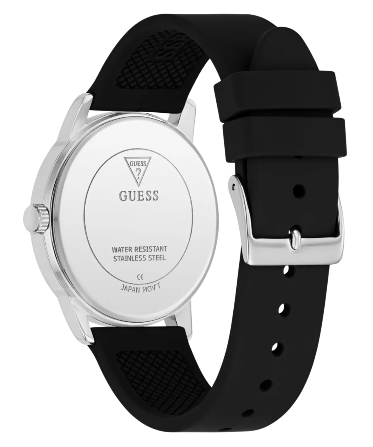 GUESS Mens Black Silver Tone Analog Watch 2