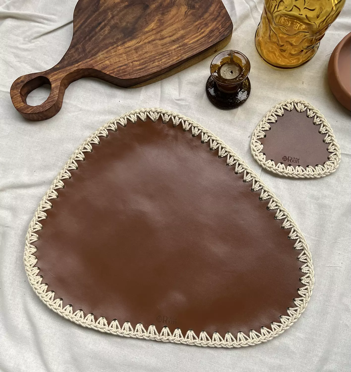 Genuine Leather Placemat & Coaster Set 1