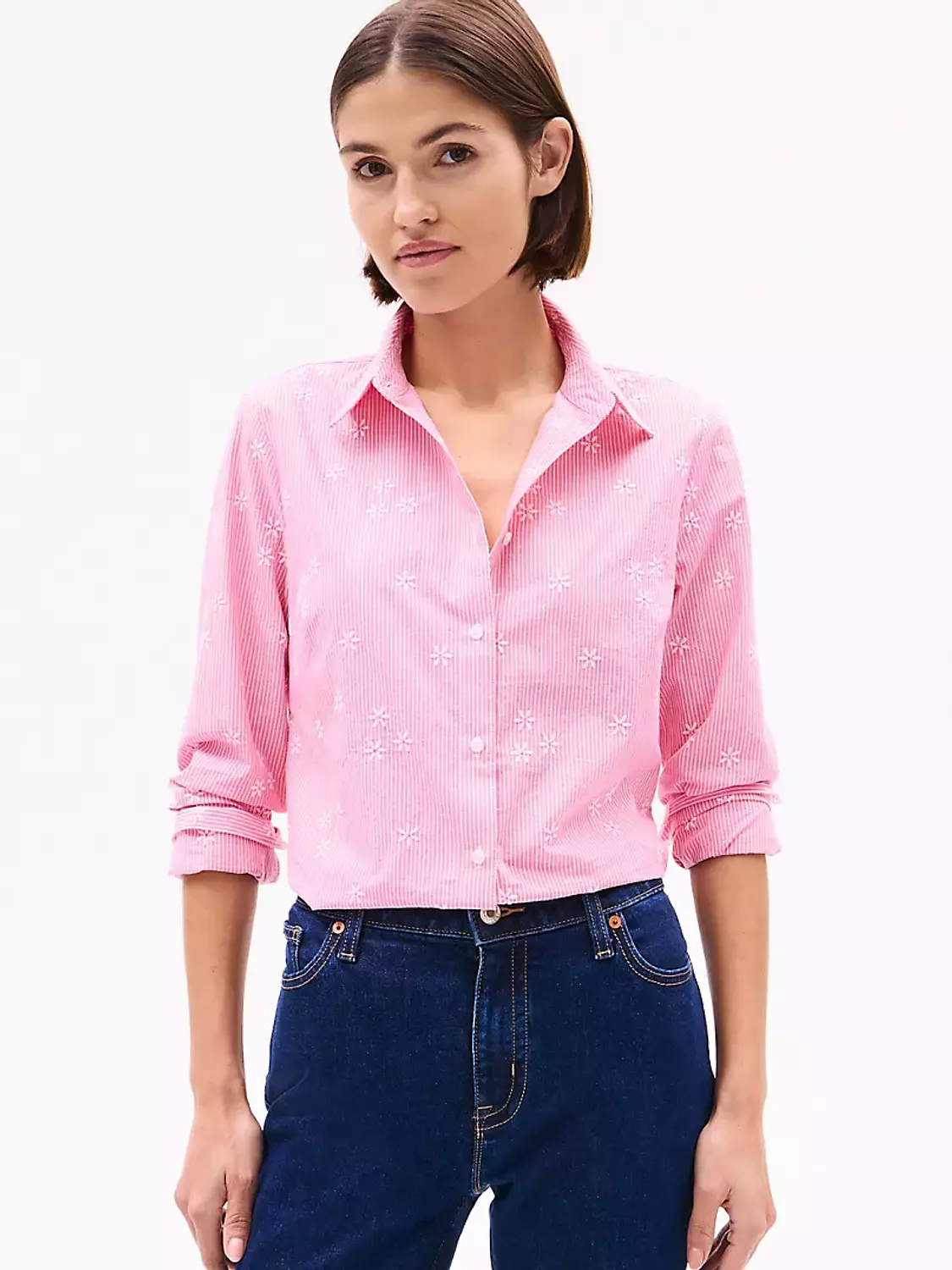 Embroidered Flower Stripe Shirt image