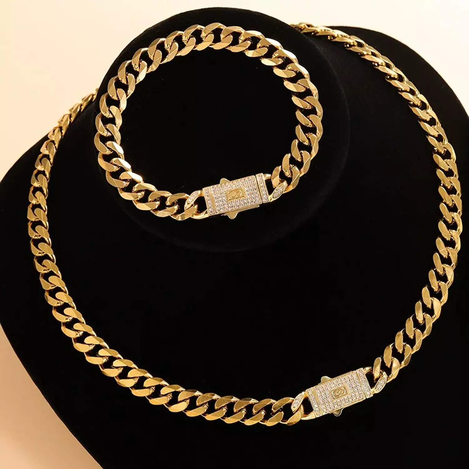 Zircon cuban chain Necklace - Bracelet  2