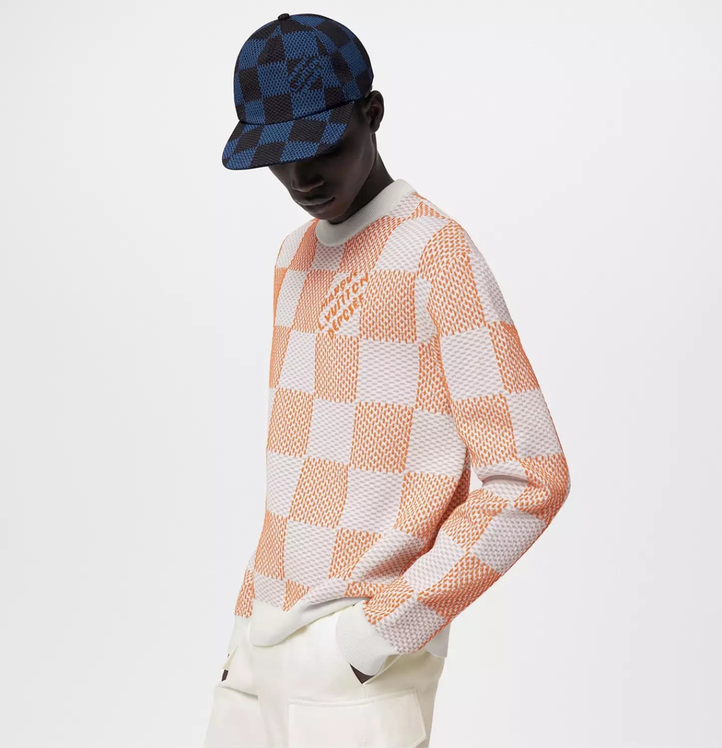 Damier Jacquard Cotton Pullover 1