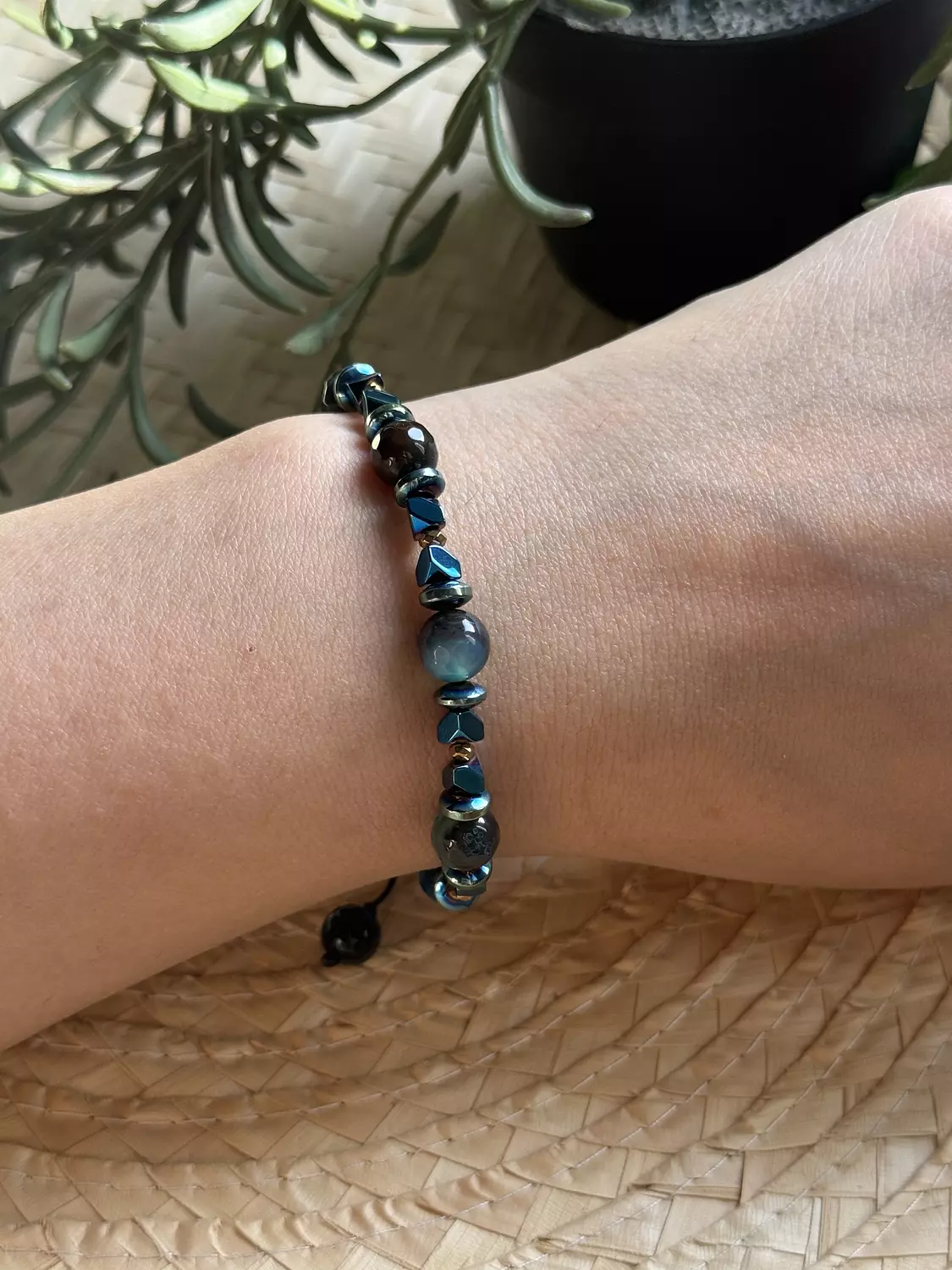 Hematite / Agate Blue Bracelet ( Stock ) 6