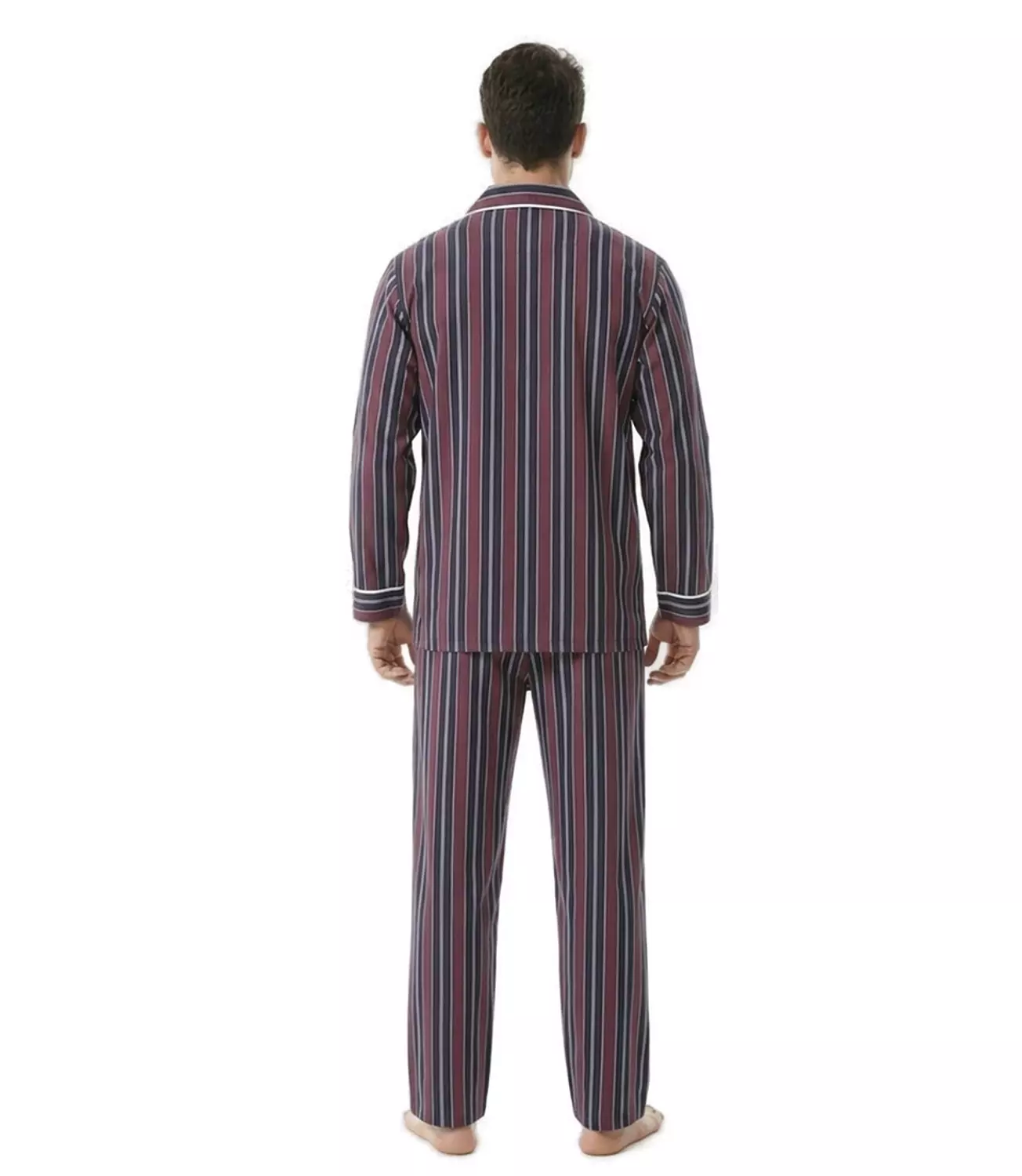 بيجاما رجالي مقلم كم طويل - 2393- مخطط باللون الازرق الغامق*نبيتي 4