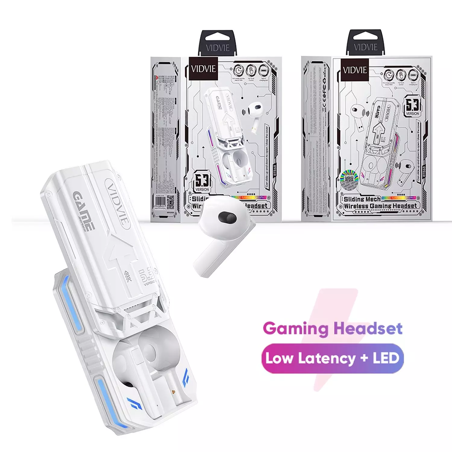 VIDVIE BT868 Wireless Gaming Earphones – HiFi Sound, Wireless V5.3, HD Calls, Magnetic Sliding Lid 7