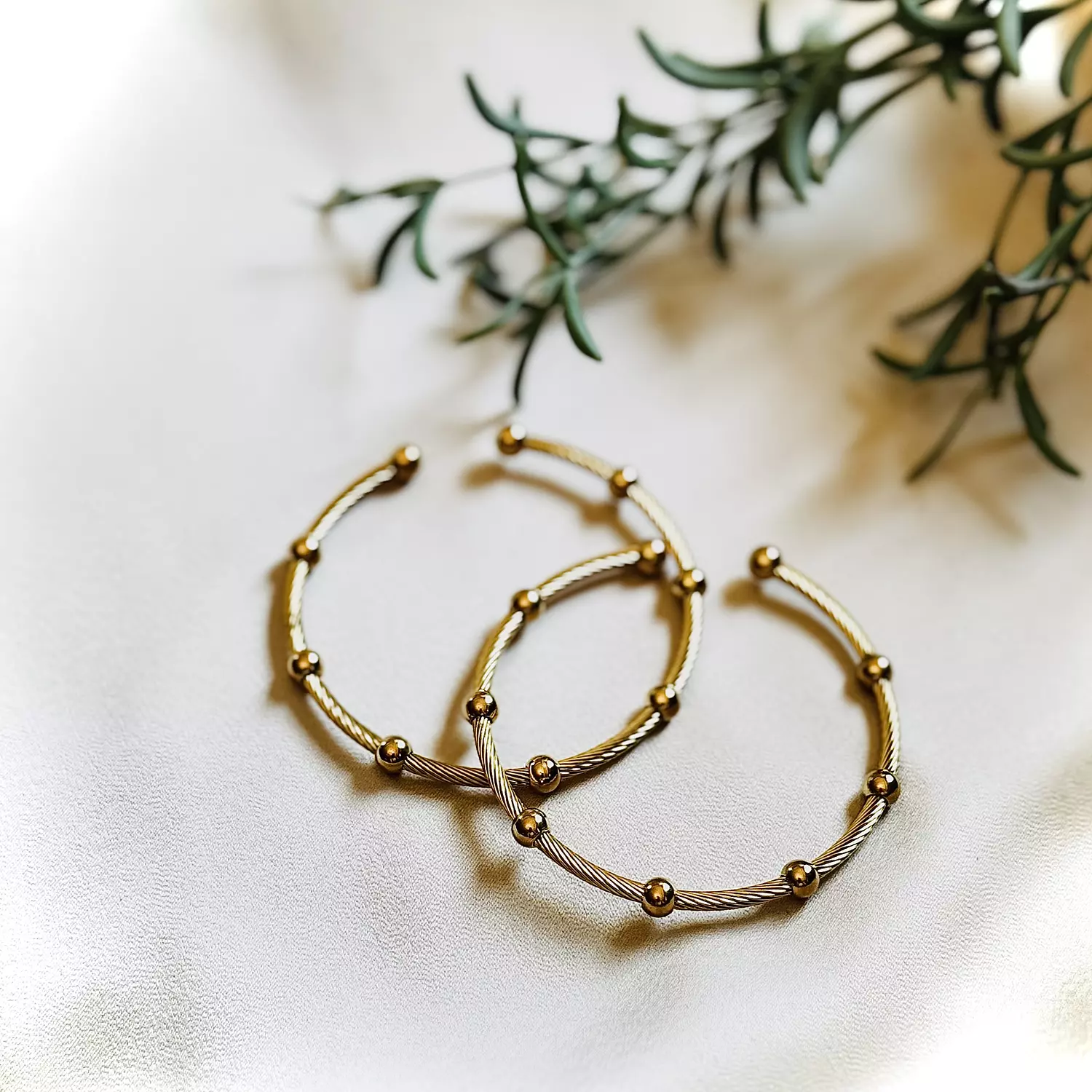 Wire beaded bangle hover image
