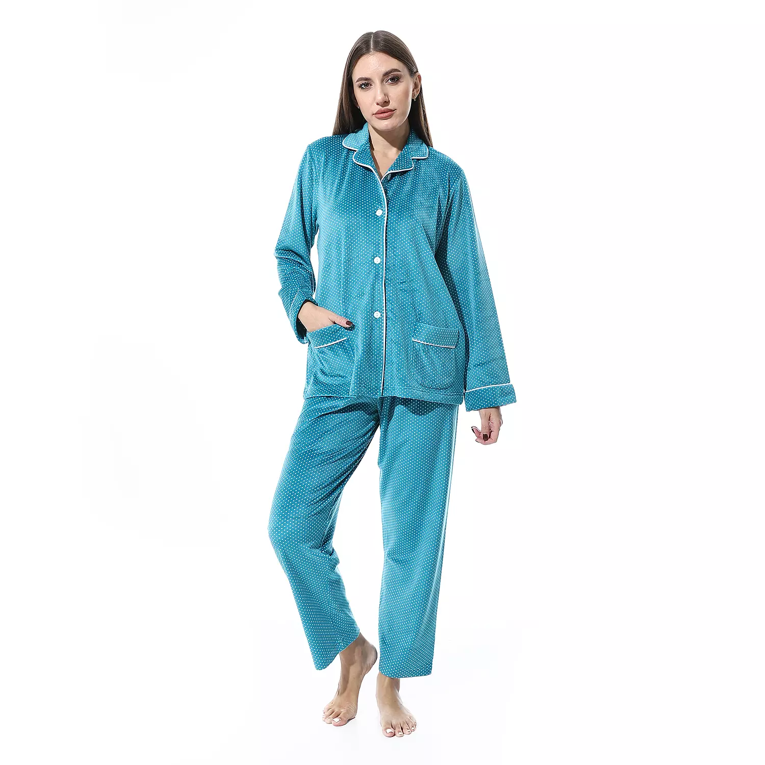 Women Classic Fleece PJ - 2505 - Dark Turquoise image