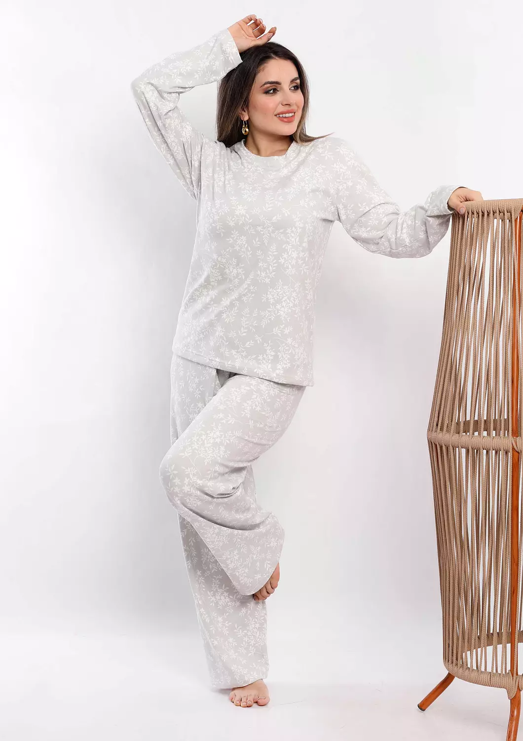 C318 snow tree leaves pajama set 3