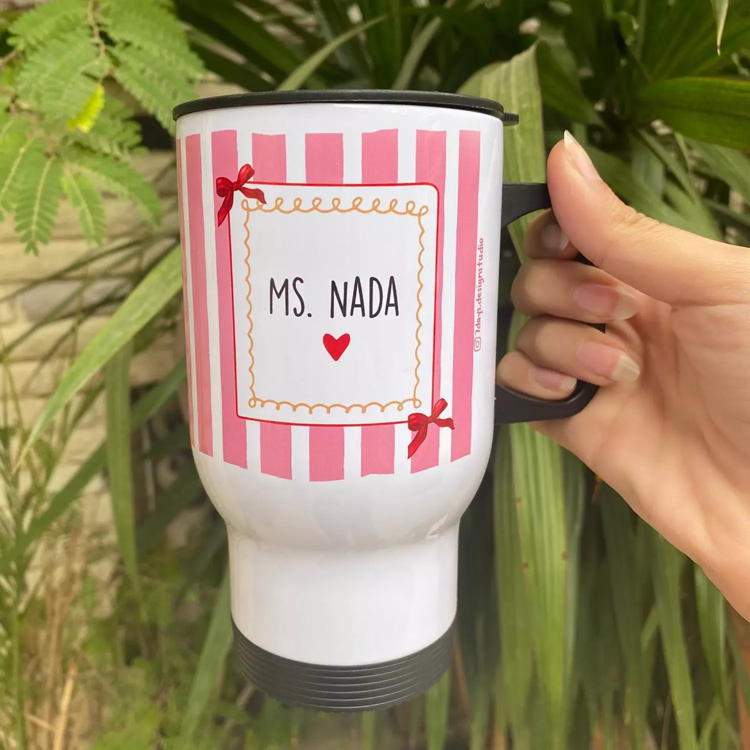 Pink Strips Travel Mug  1