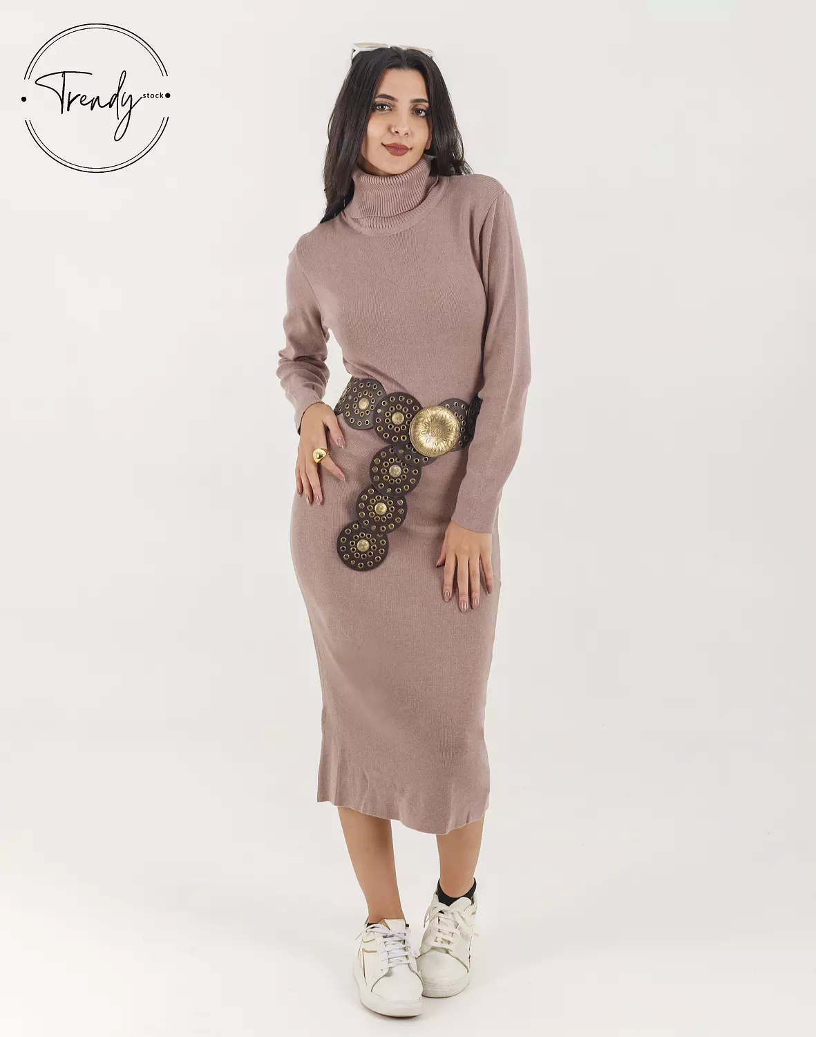 High Neck Solid Dress 5