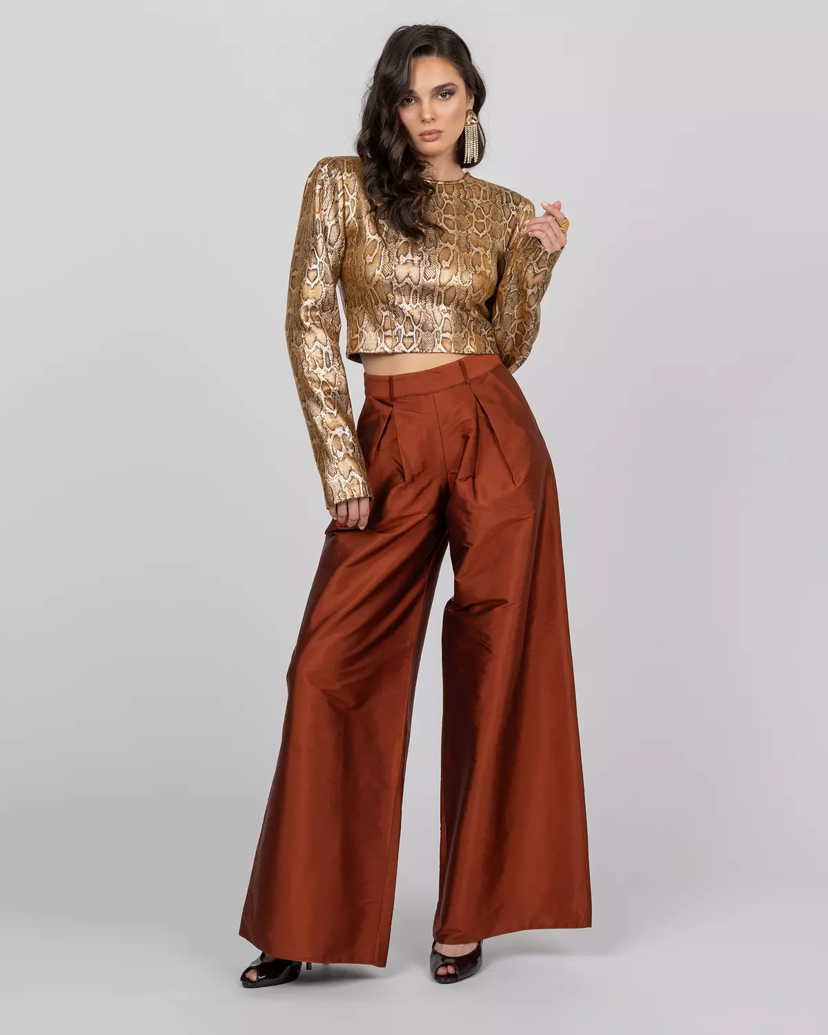 Copper Wide-Leg Trousers hover image