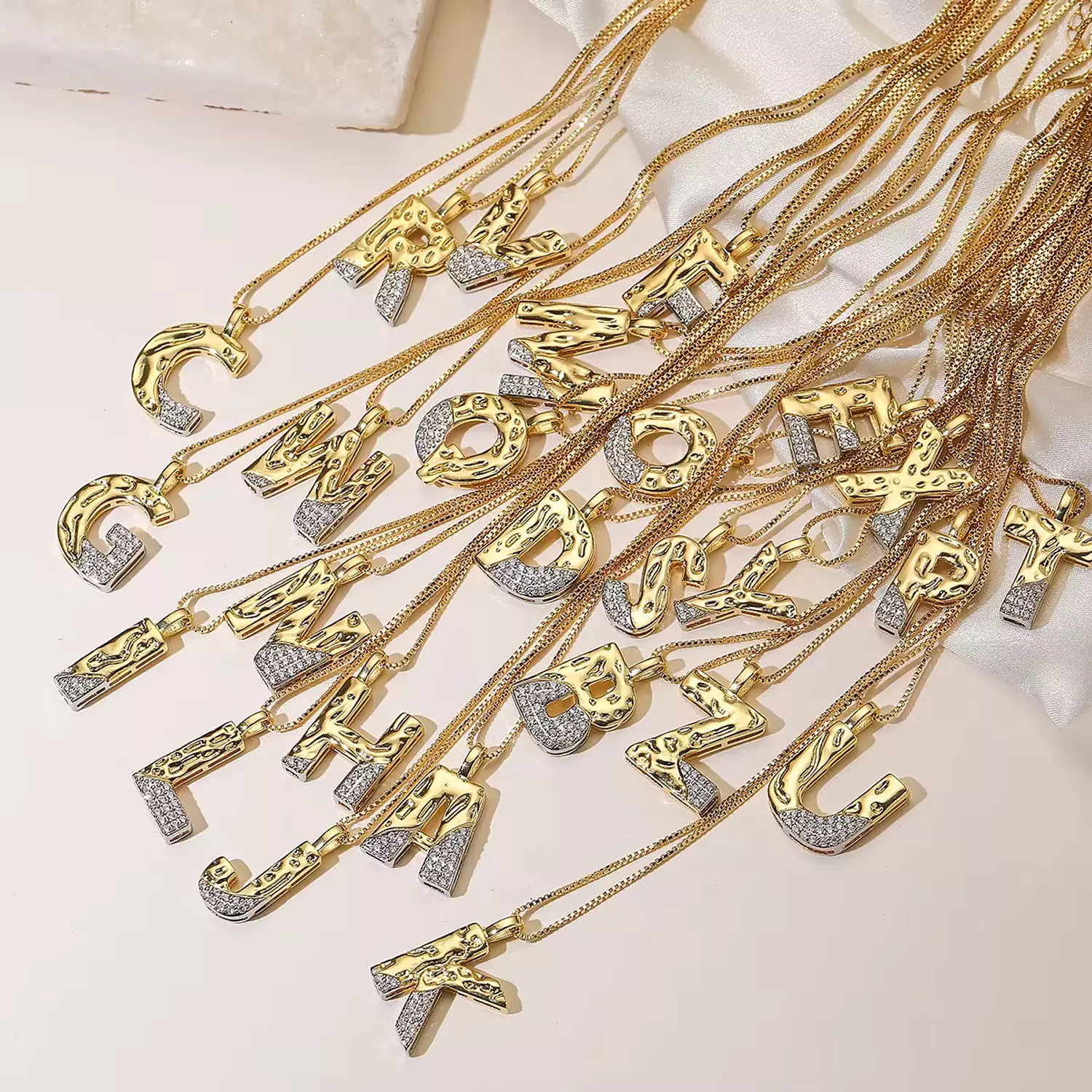 2 tones zircon initial necklace image