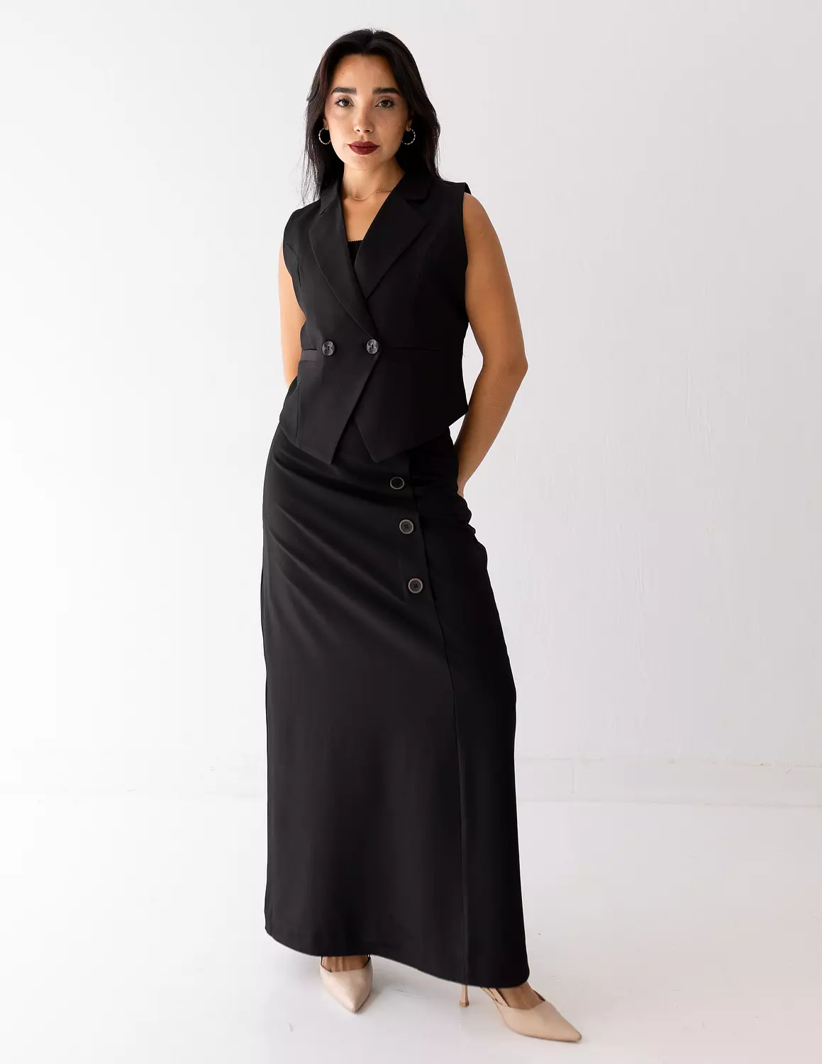 Black Icon A-line long skirt  4