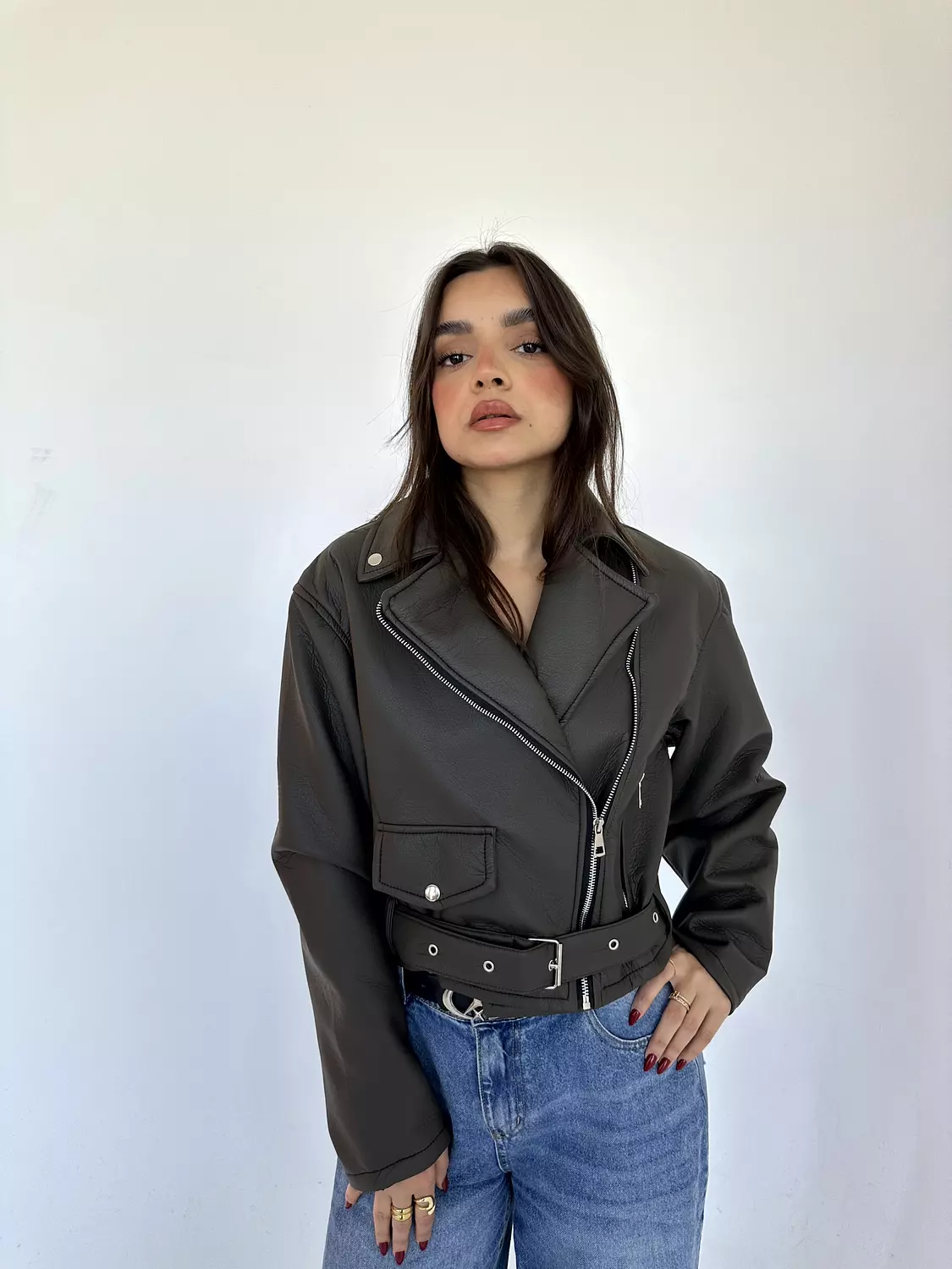 Loose Zipper Leather Jacket 1