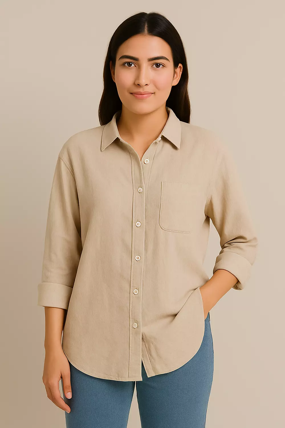 Sandstone linen shirt image