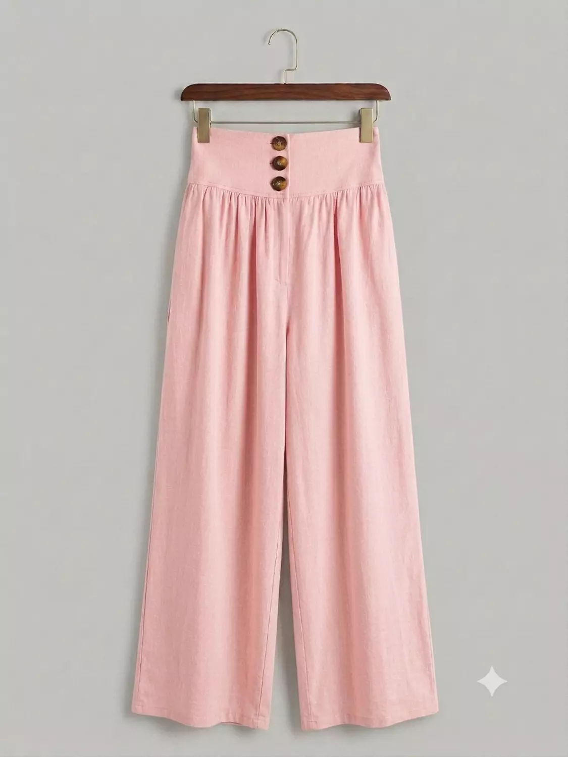 Buttoned High-Waisted Linen Pants 2