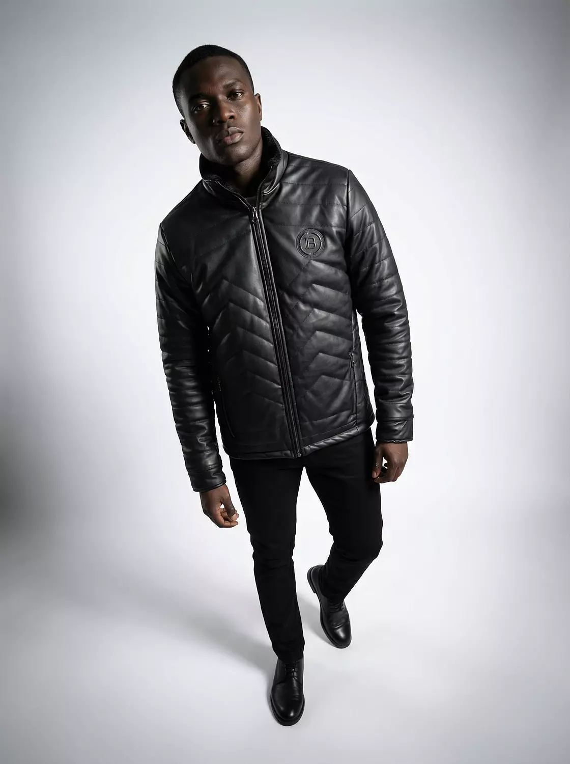 Jacket Leather Balmain Circle badge  2