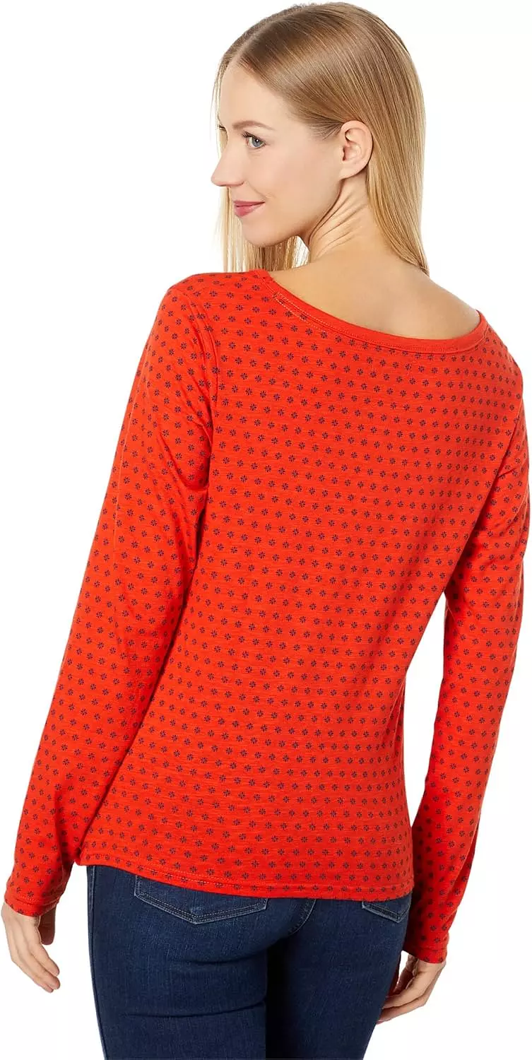 U.S. Polo Assn. Women’s Long Sleeve Twist-Front Top – Red Patterned 1