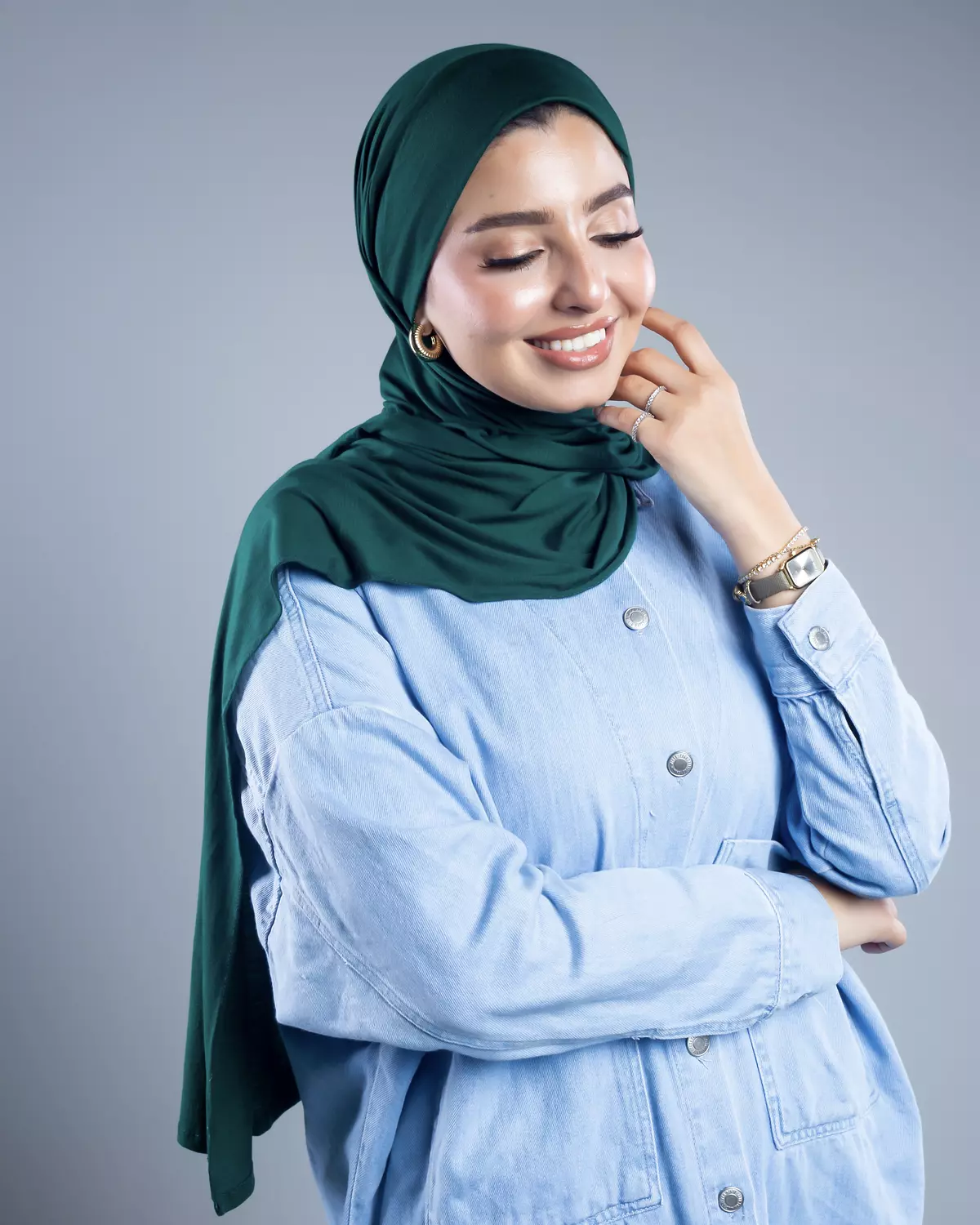 Jamila 2 in 1 evergreen cotton scarf  hover image