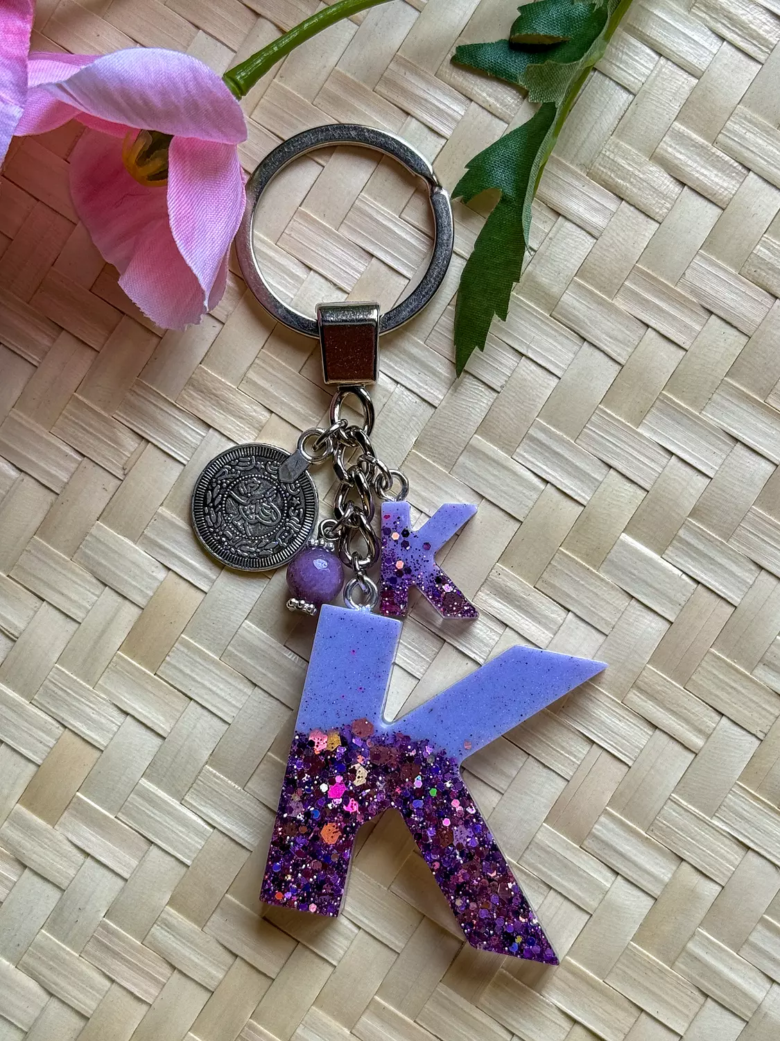 Resin Letters Keychain ( Glitter Purple ) "By Order" 10