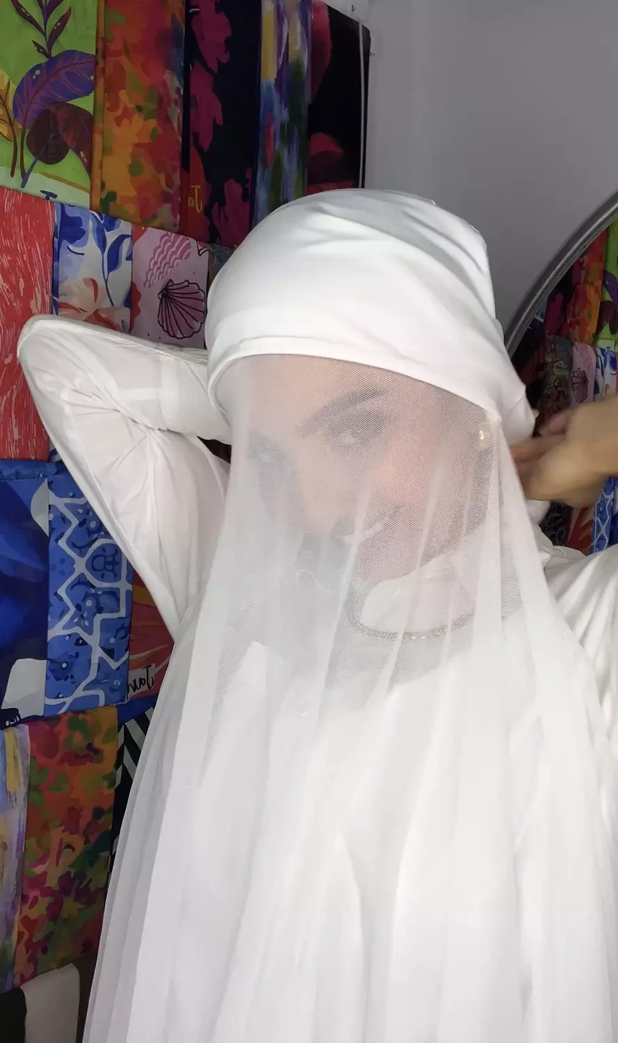 Tulle scarf waterproof off white  2