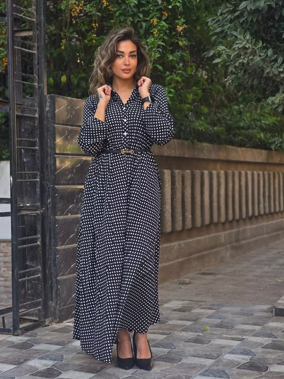 Black maxi polka dress  7
